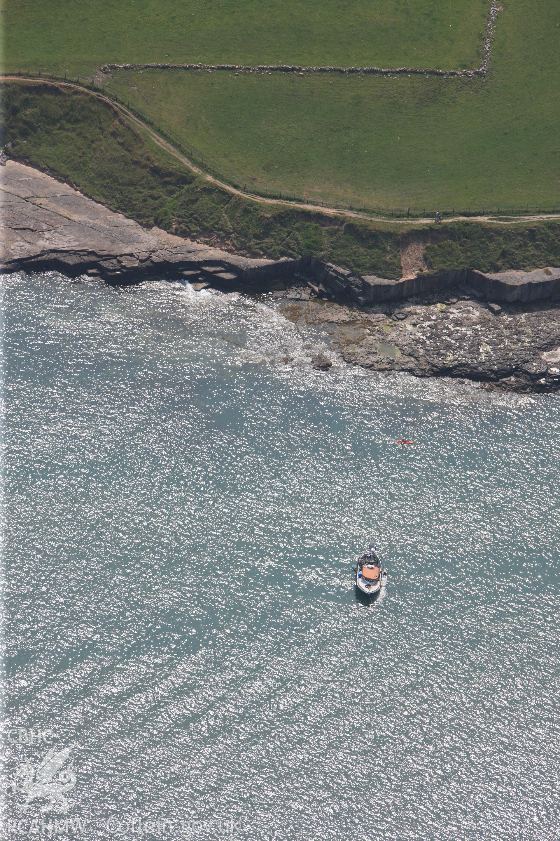 Wreck of the Royal Charter, off the east coast of Anglesey, near Moelfre. Oblique aerial photograph taken during the Royal Commission?s programme of archaeological aerial reconnaissance by Toby Driver on  12th July 2013.