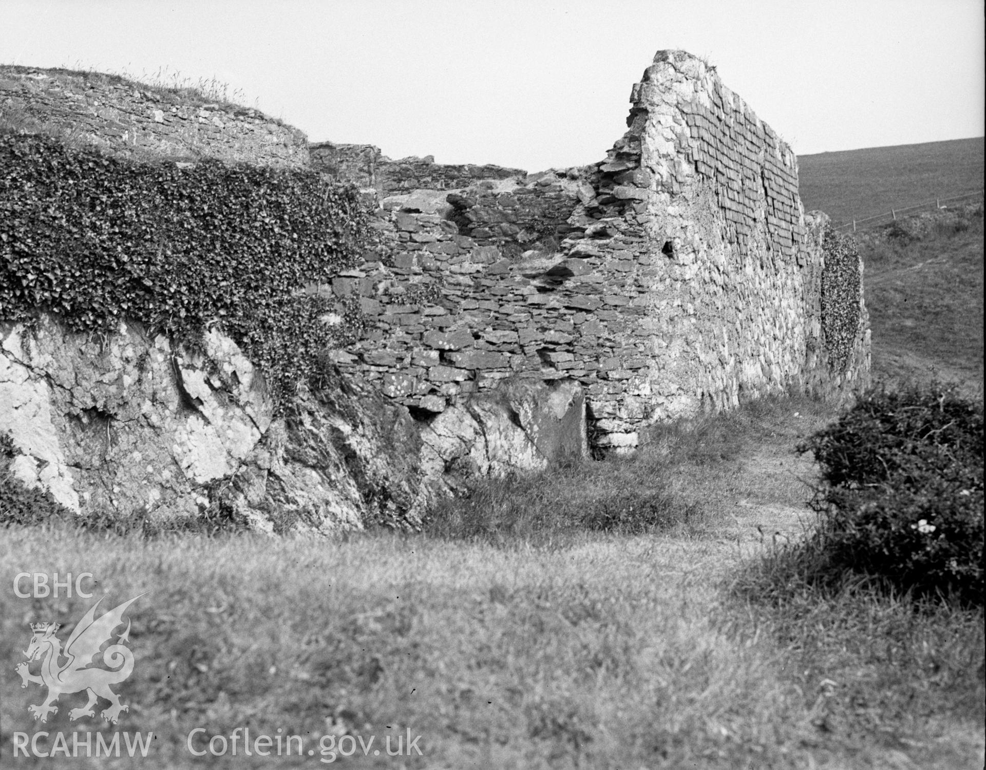 Digital copy of a nitrate negative showing Castle Point Old Fort, Fishguard.