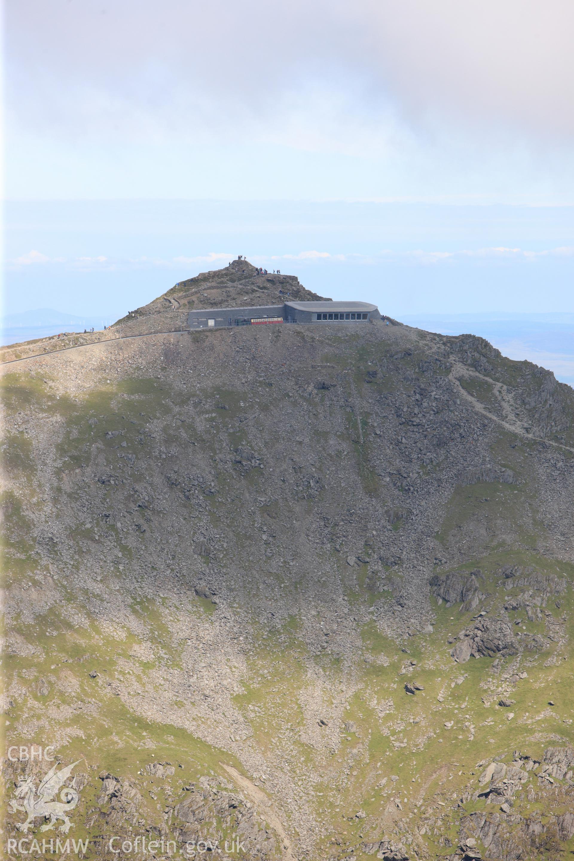 RCAHMW colour oblique photograph of Snowdon Summit Station. Taken by Toby Driver on 20/07/2011.