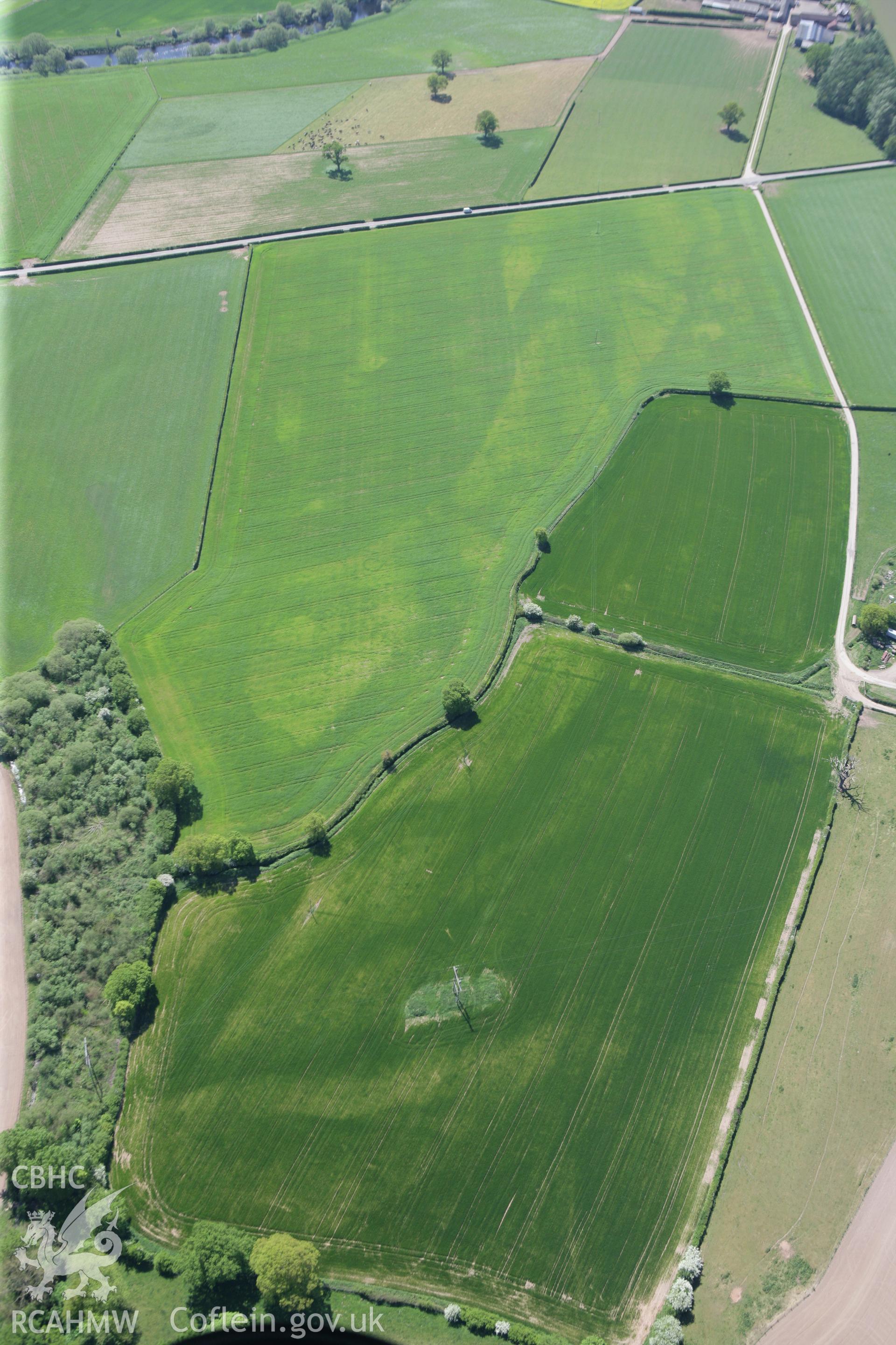 RCAHMW colour oblique photograph of Gerwyn-Fechan Round Barrow Cemetery. Taken by Toby Driver on 03/05/2011.