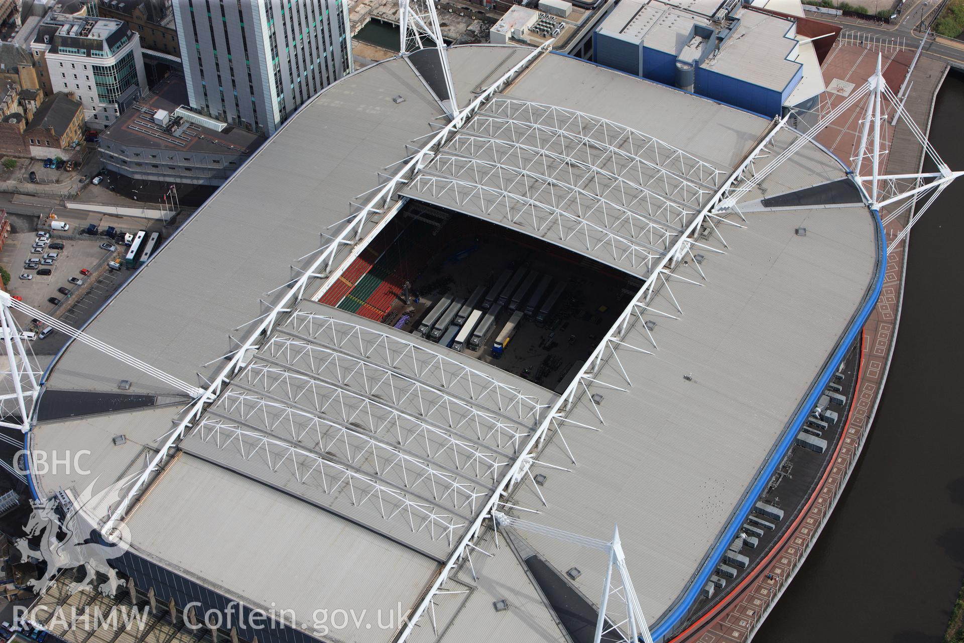 RCAHMW colour oblique photograph of Cardiff Millennium Stadium. Taken by Toby Driver on 13/06/2011.