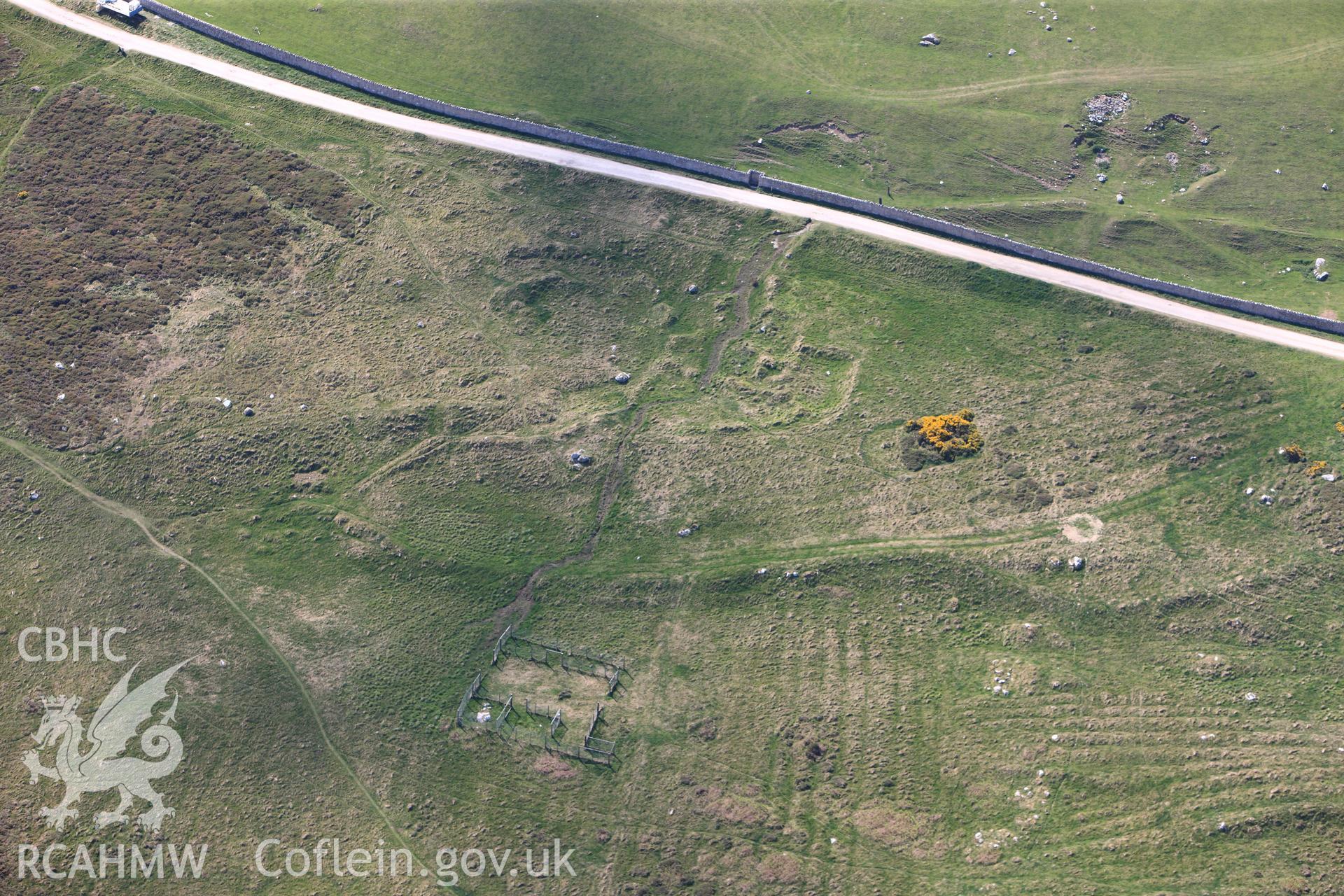 RCAHMW colour oblique photograph of Hwylfa'r Ceirw Deserted Rural Settlement. Taken by Toby Driver on 03/05/2011.