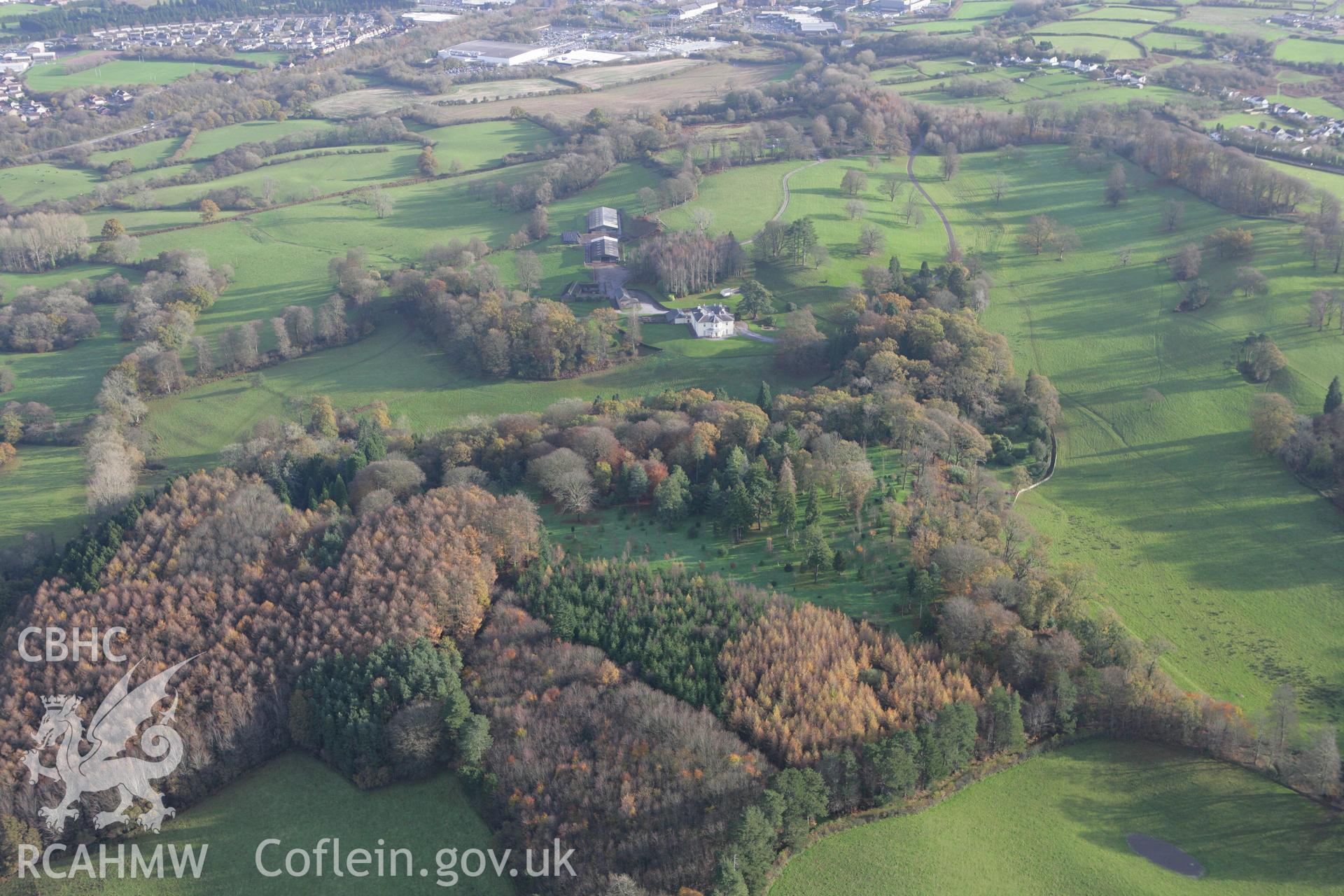 RCAHMW colour oblique photograph of Coedarhyd-y-glyn, house and garden. Taken by Toby Driver on 17/11/2011.