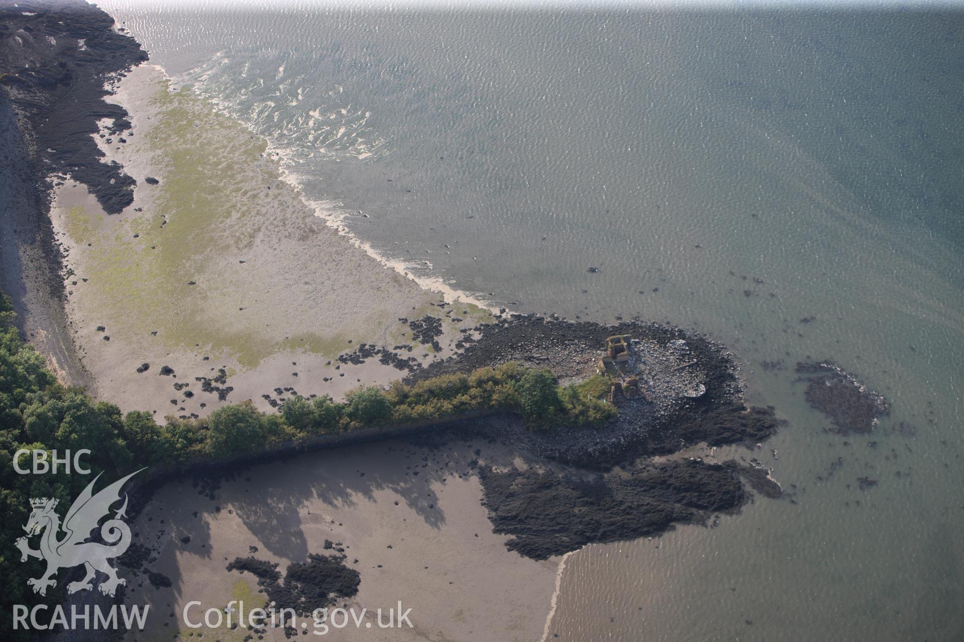 RCAHMW colour oblique photograph of Bath house and jetty, Penrhyn estate. Taken by Toby Driver and Oliver Davies on 27/07/2011.