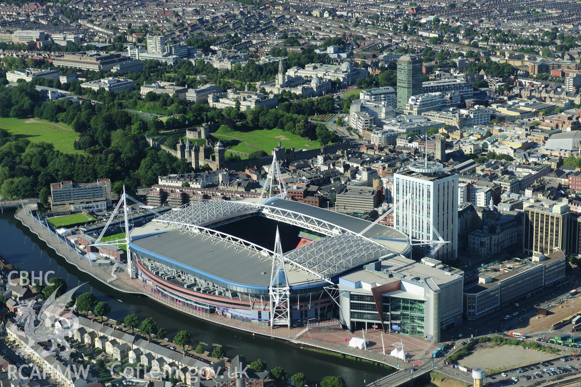 RCAHMW colour oblique photograph of Cardiff Millennium Stadium. Taken by Toby Driver on 24/07/2012.