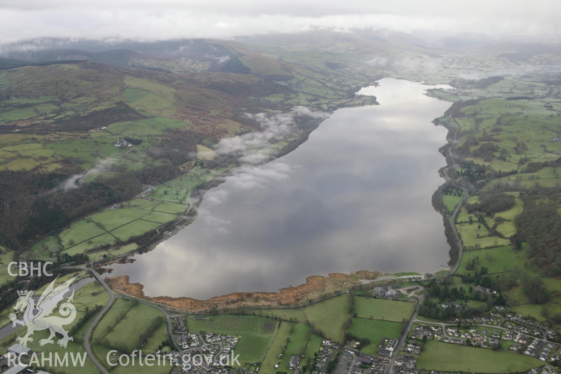 RCAHMW colour oblique photograph of Llyn Tegid, Bala Lake, view from north-east over Bala. Taken by Toby Driver on 13/01/2012.