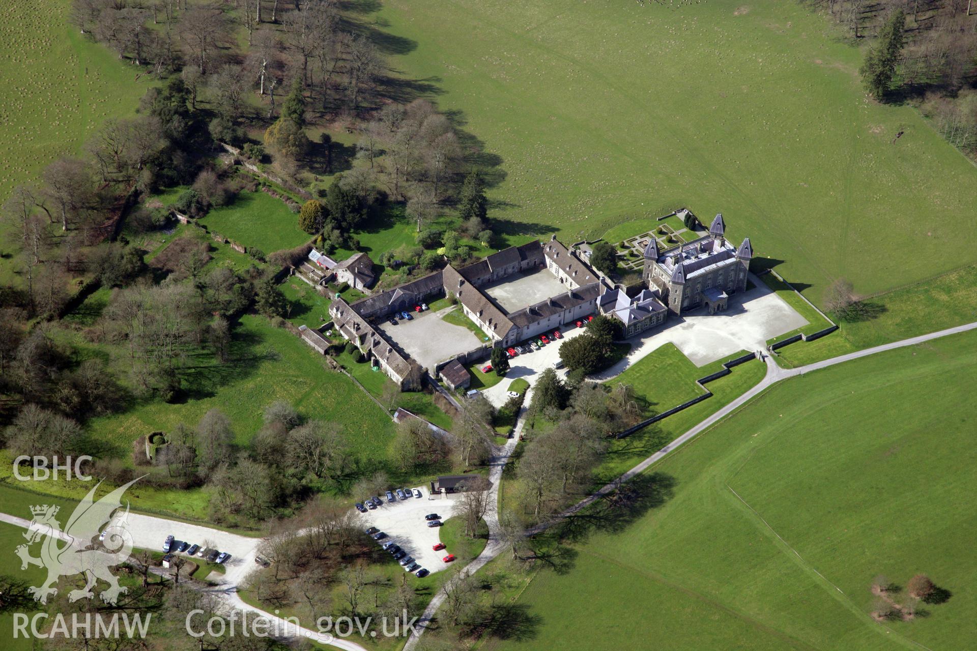 RCAHMW colour oblique photograph of Newton House, Dinefwr Park. Taken by Toby Driver and Oliver Davies on 28/03/2012.