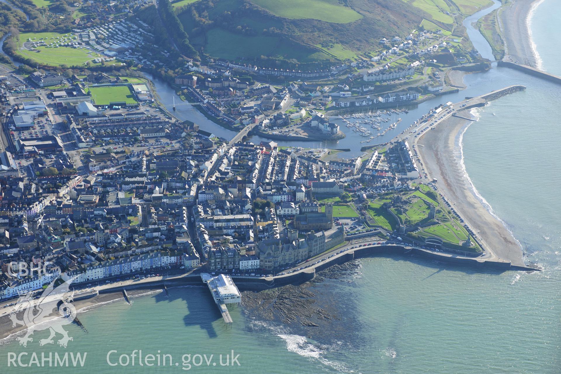 RCAHMW colour oblique photograph of Aberystwyth, winter view. Taken by Toby Driver on 05/11/2012.