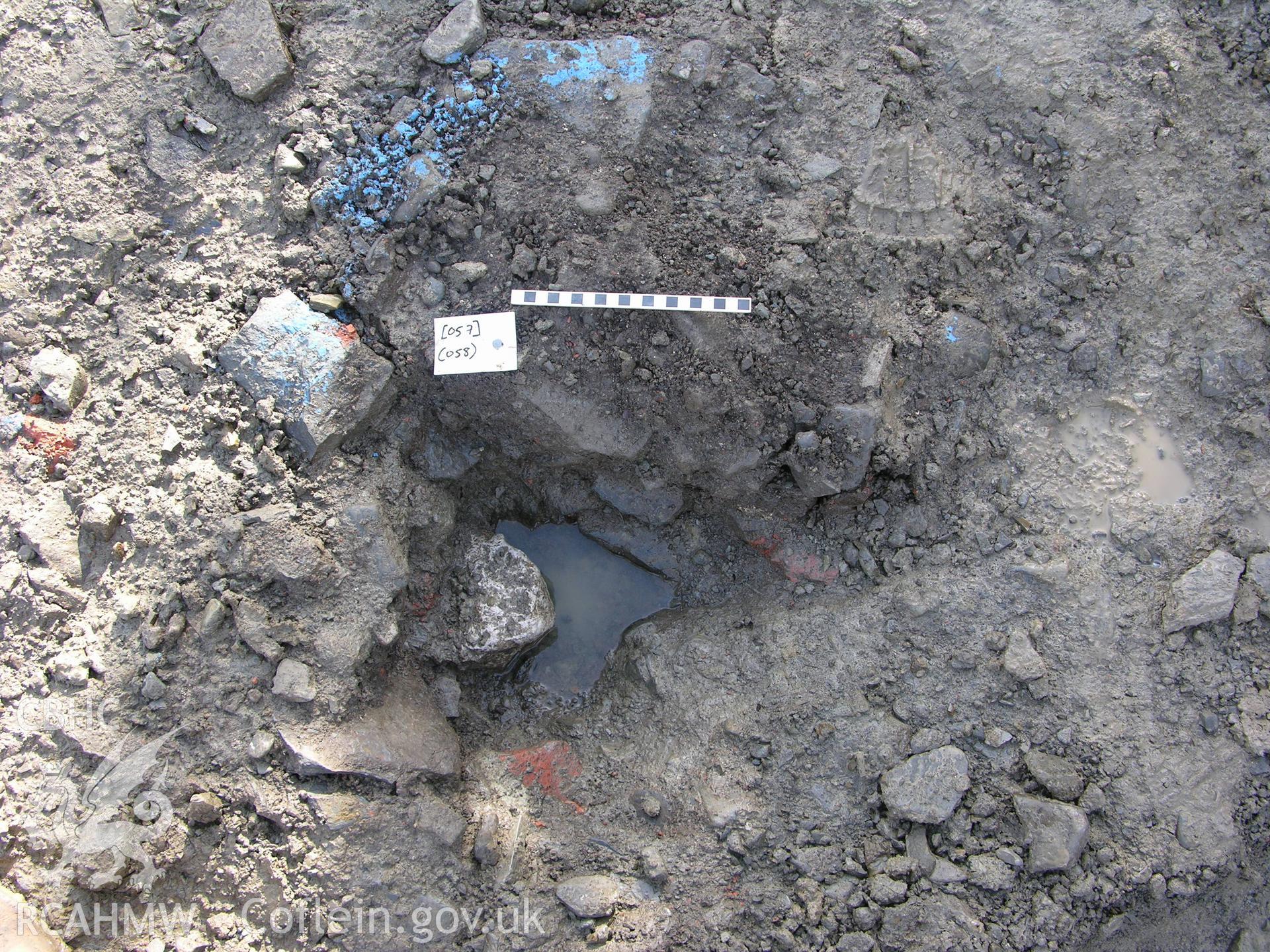 Colour digital photograph showing example of a post medieval posthole from southern alignment - part of the Archaeological Excavation report for Horse Yard Farm, Evenjobb (CAP Report 607) by Chris E Smith, from a Cambrian Archaeological Projects assessment survey.