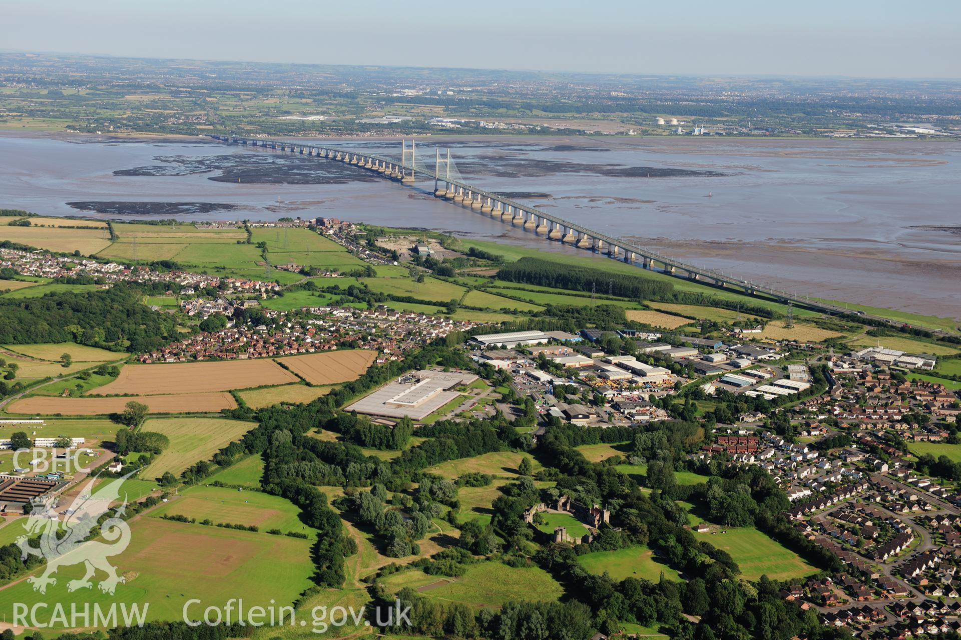 RCAHMW colour oblique photograph of Second Severn Crossing, from Caldicot Castle. Taken by Toby Driver on 24/07/2012.