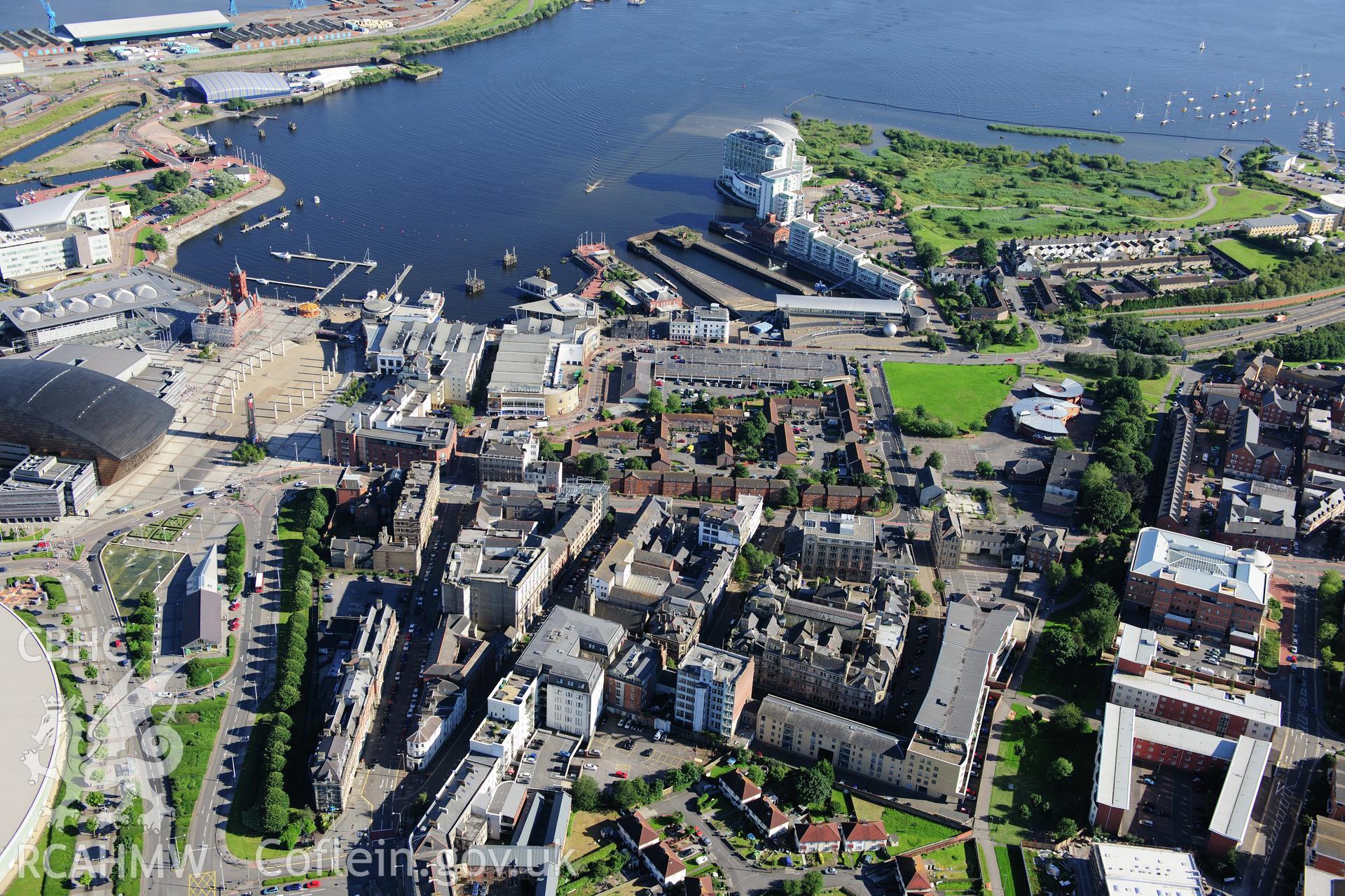 RCAHMW colour oblique photograph of Cardiff Bay, general view from north-east. Taken by Toby Driver on 24/07/2012.