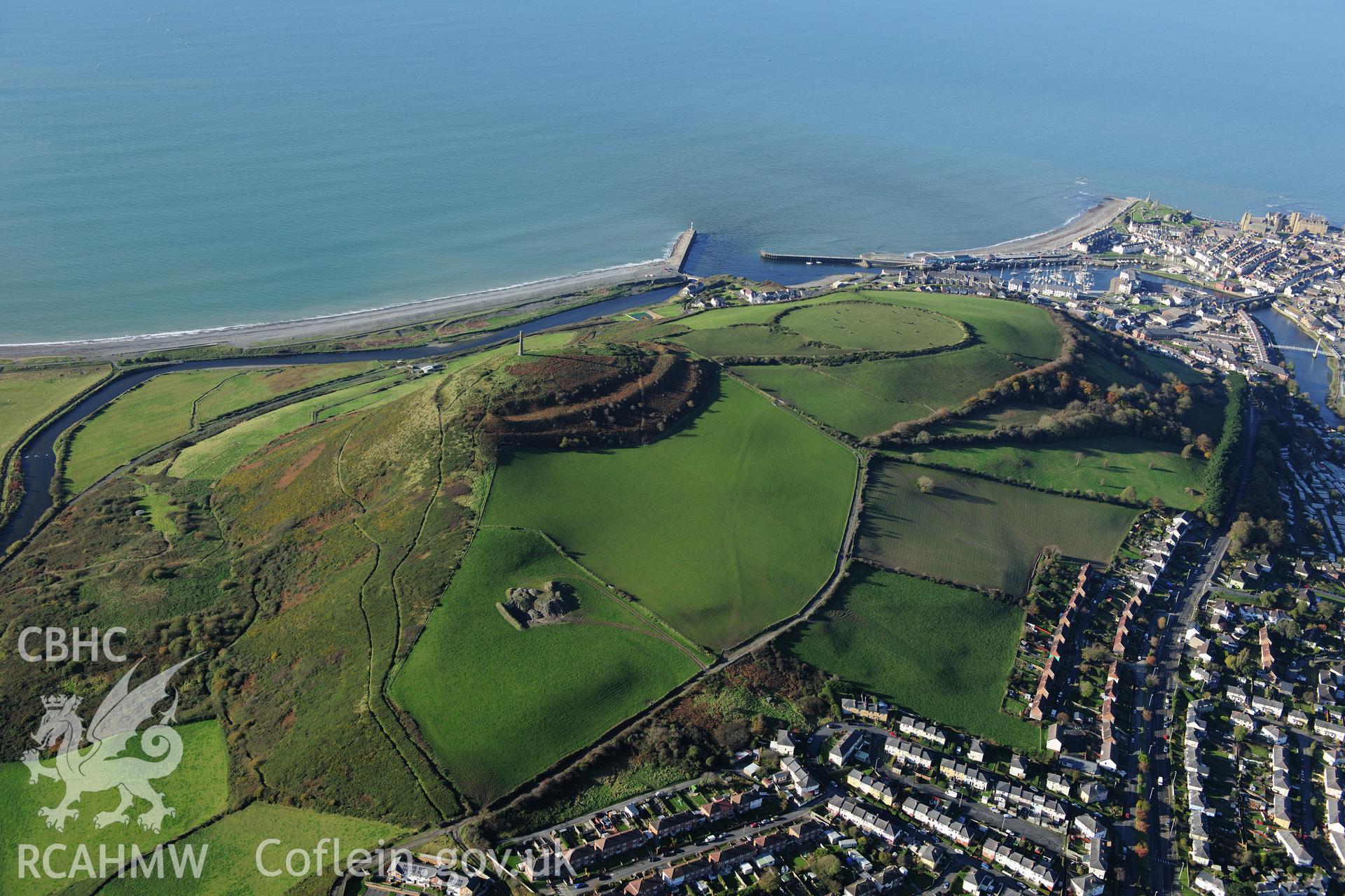 RCAHMW colour oblique photograph of Pen Dinas Hillfort, Aberystwyth. Taken by Toby Driver on 05/11/2012.