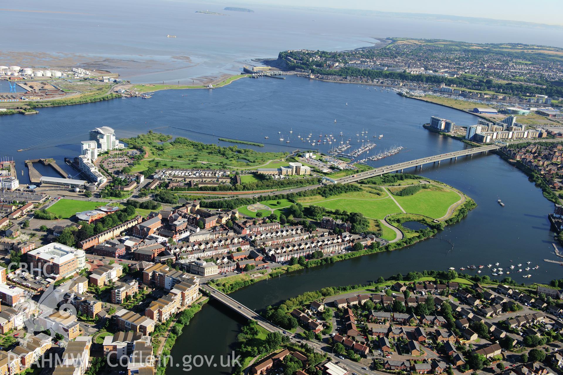 RCAHMW colour oblique photograph of Cardiff Bay, general view from north. Taken by Toby Driver on 24/07/2012.