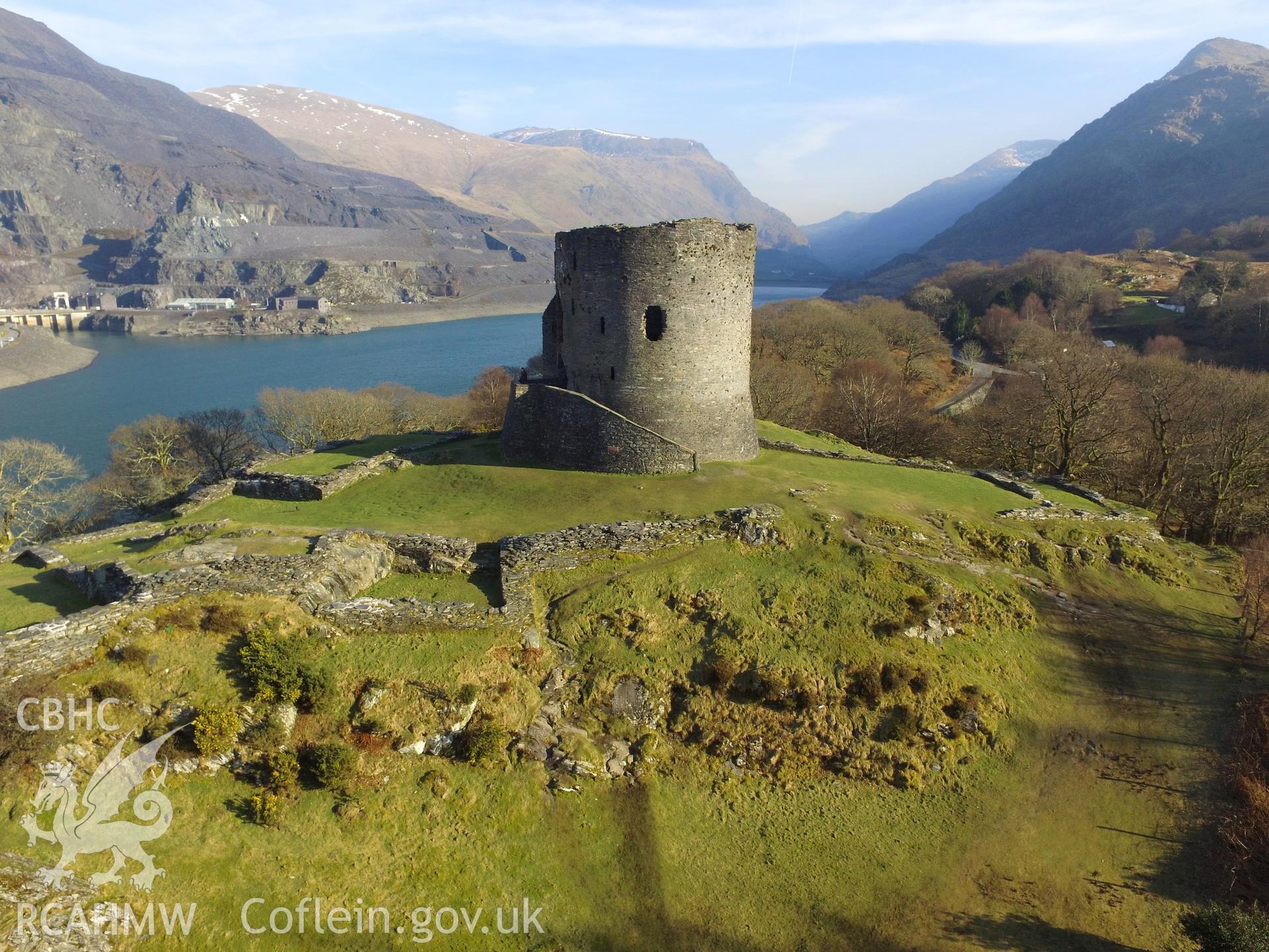 Colour photo showing view of Dolbadarn Castle, taken by Paul R. Davis, 9th March 2018.