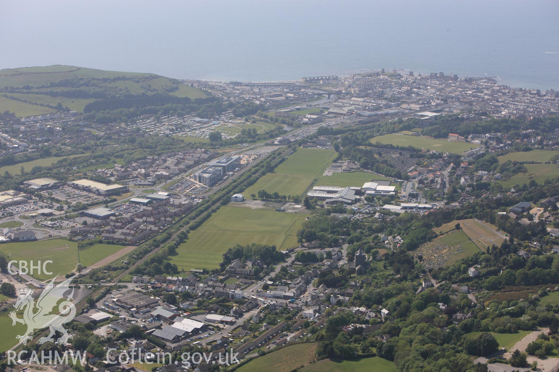 RCAHMW colour oblique photograph of Aberystwyth, general view from east. Taken by Toby Driver on 25/05/2010.