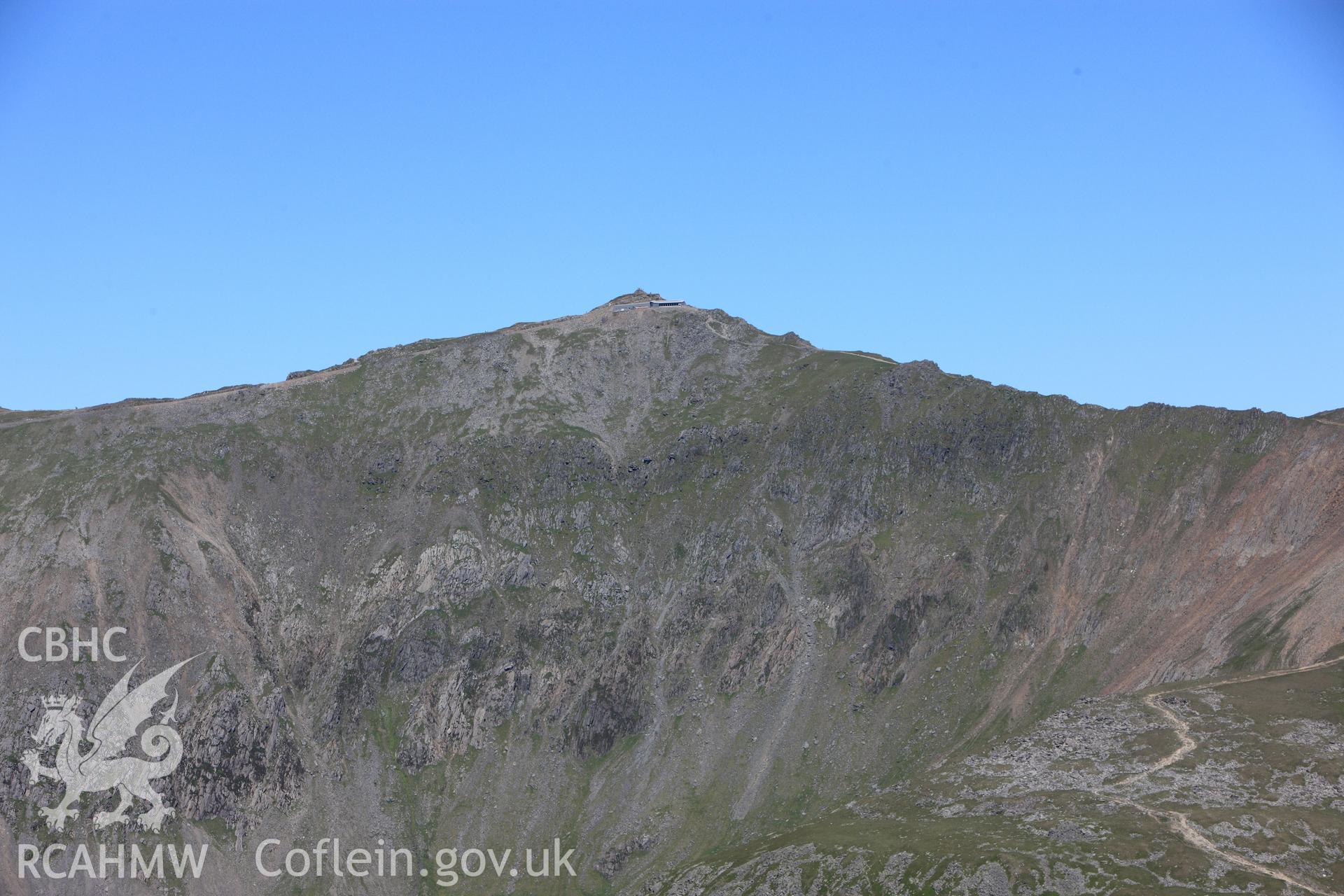 RCAHMW colour oblique photograph of Snowdon summit with railway terminus. Taken by Toby Driver on 16/06/2010.
