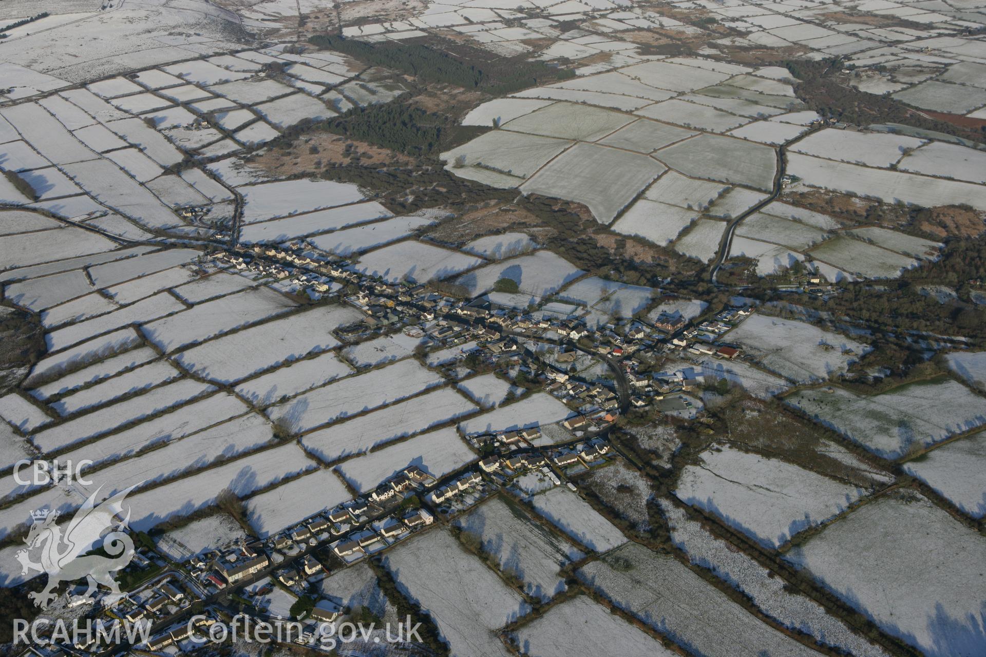 RCAHMW colour oblique photograph of Maenclochog village. Taken by Toby Driver on 01/12/2010.
