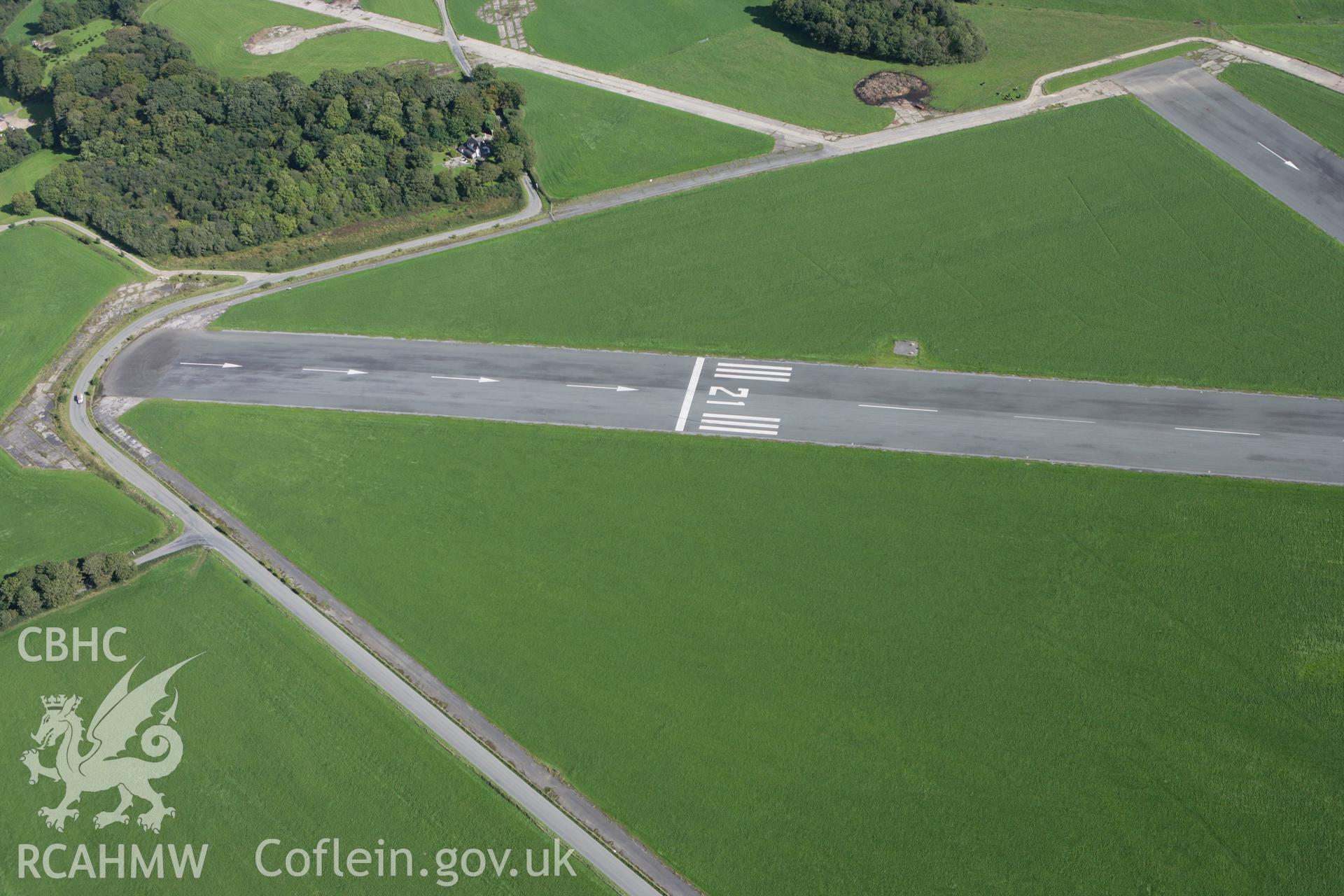 RCAHMW colour oblique photograph of Haverfordwest (Withybush) Airfield. Taken by Toby Driver on 09/09/2010.