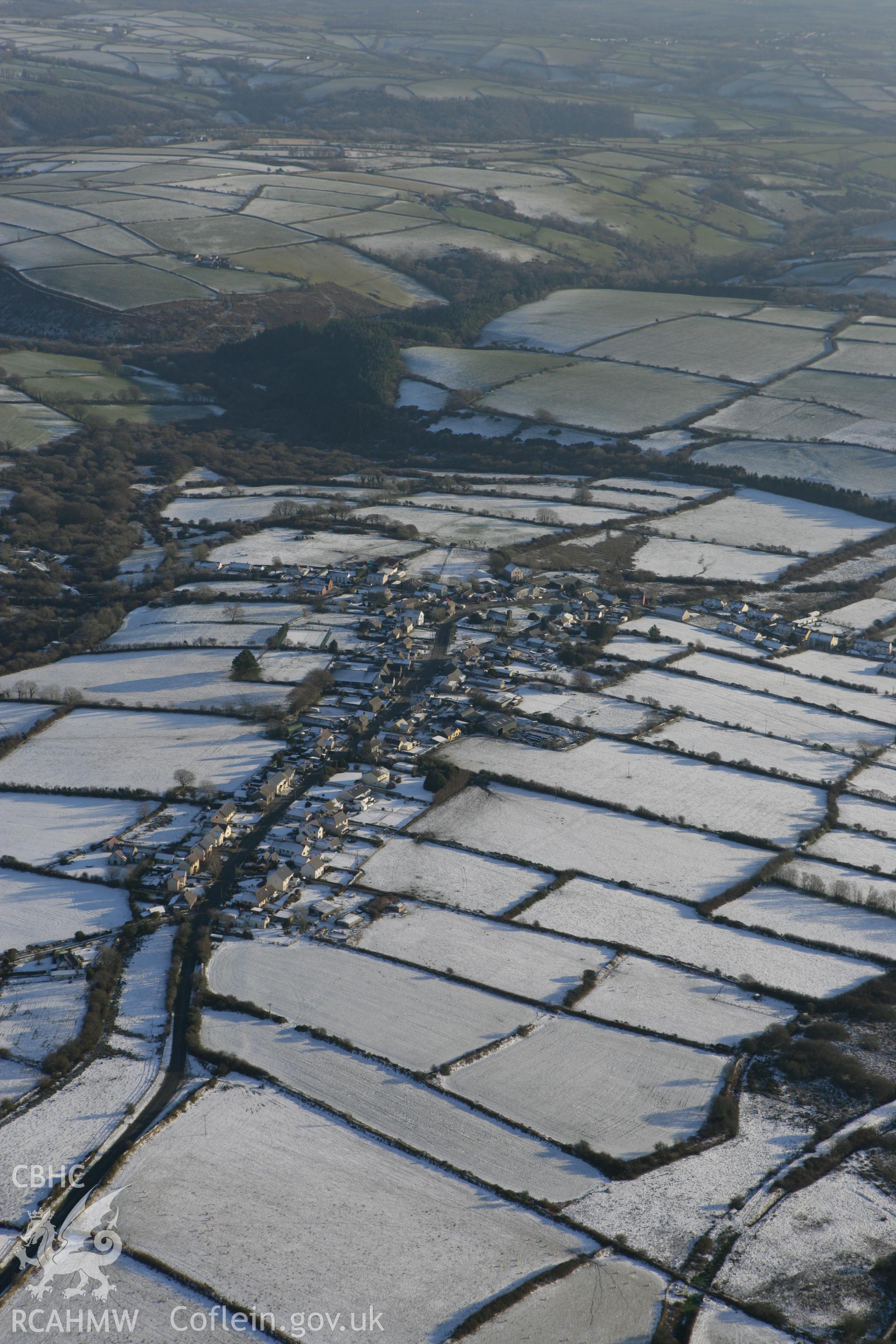 RCAHMW colour oblique photograph of Maenclochog village. Taken by Toby Driver on 01/12/2010.