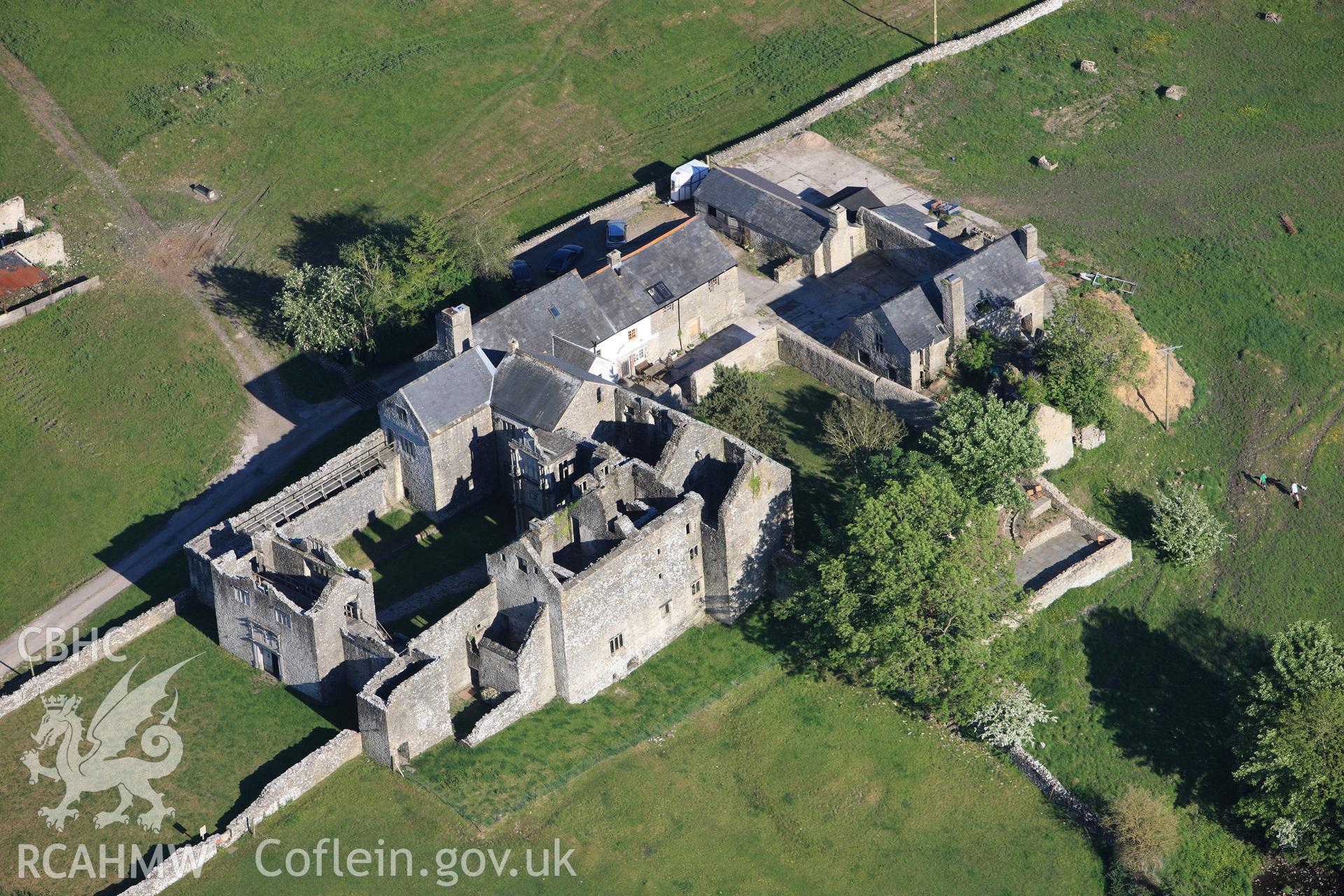 RCAHMW colour oblique photograph of Old Beaupre Castle. Taken by Toby Driver on 24/05/2010.