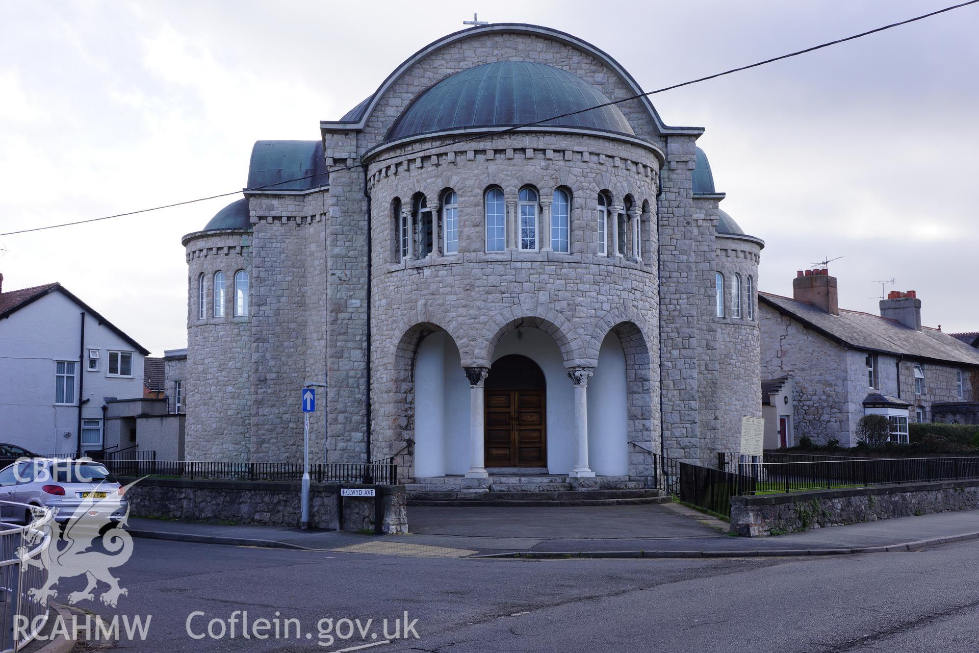 Digital colour photograph showing exterior of St Therese of Lisieux Catholic church, Abergele.