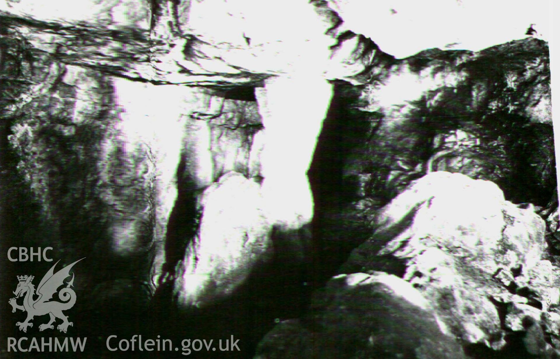 Digital image of example of a 'cranch' pillar at Llanymynech underground - in Crawford, 1979