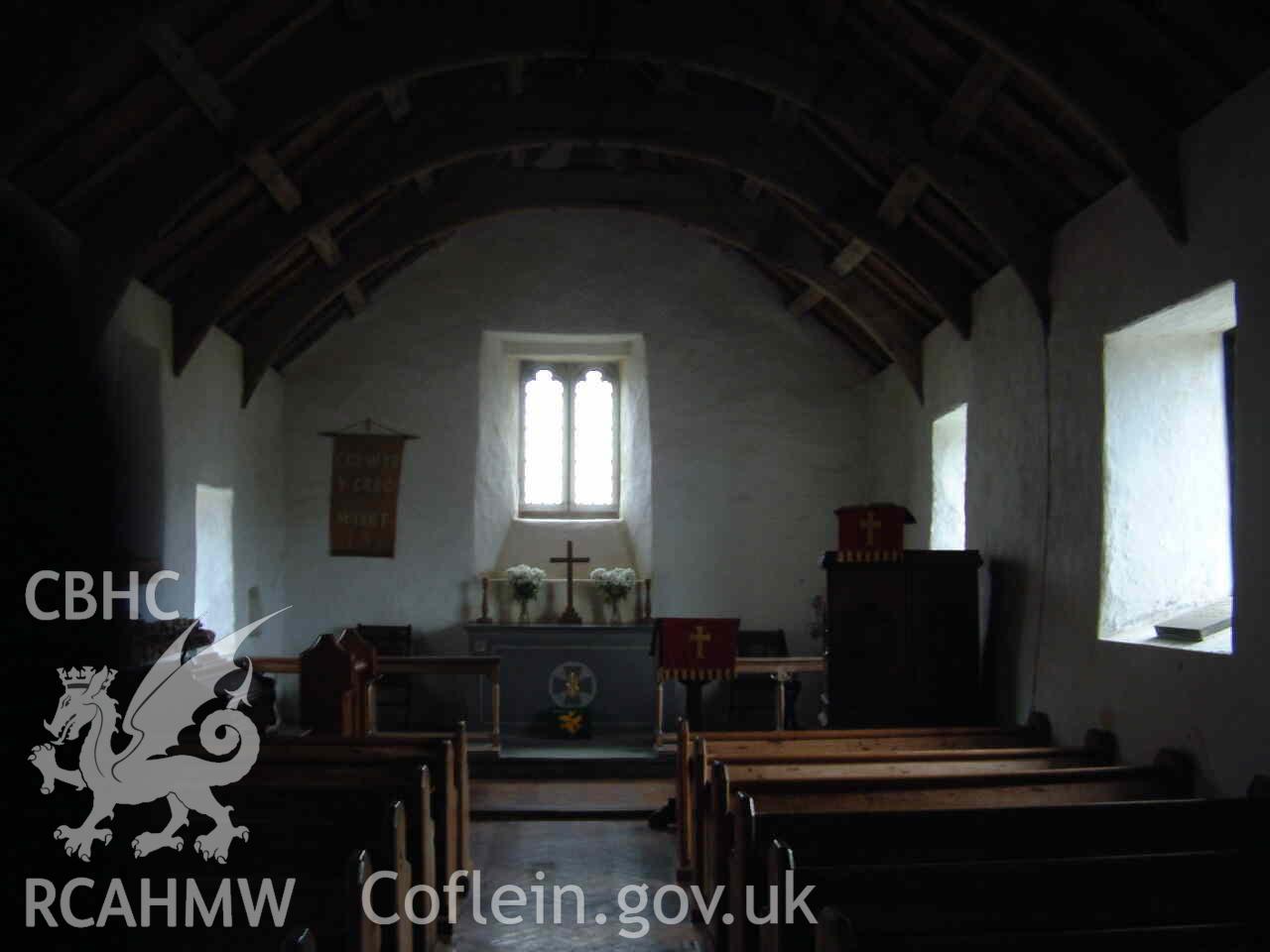 Photograph showing Church at Mwnt interior, taken by John Latham, 2003.