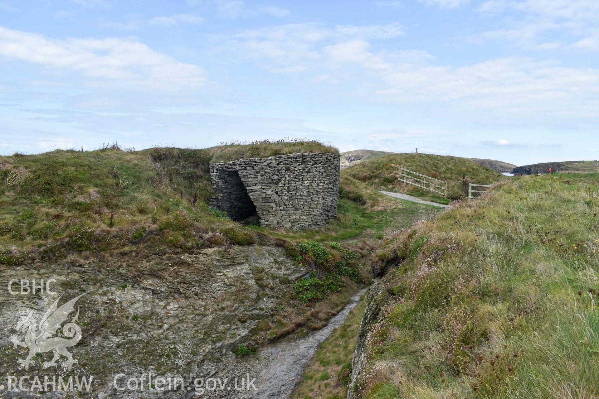 Craig y Gwbert Limekiln. General view from the south.