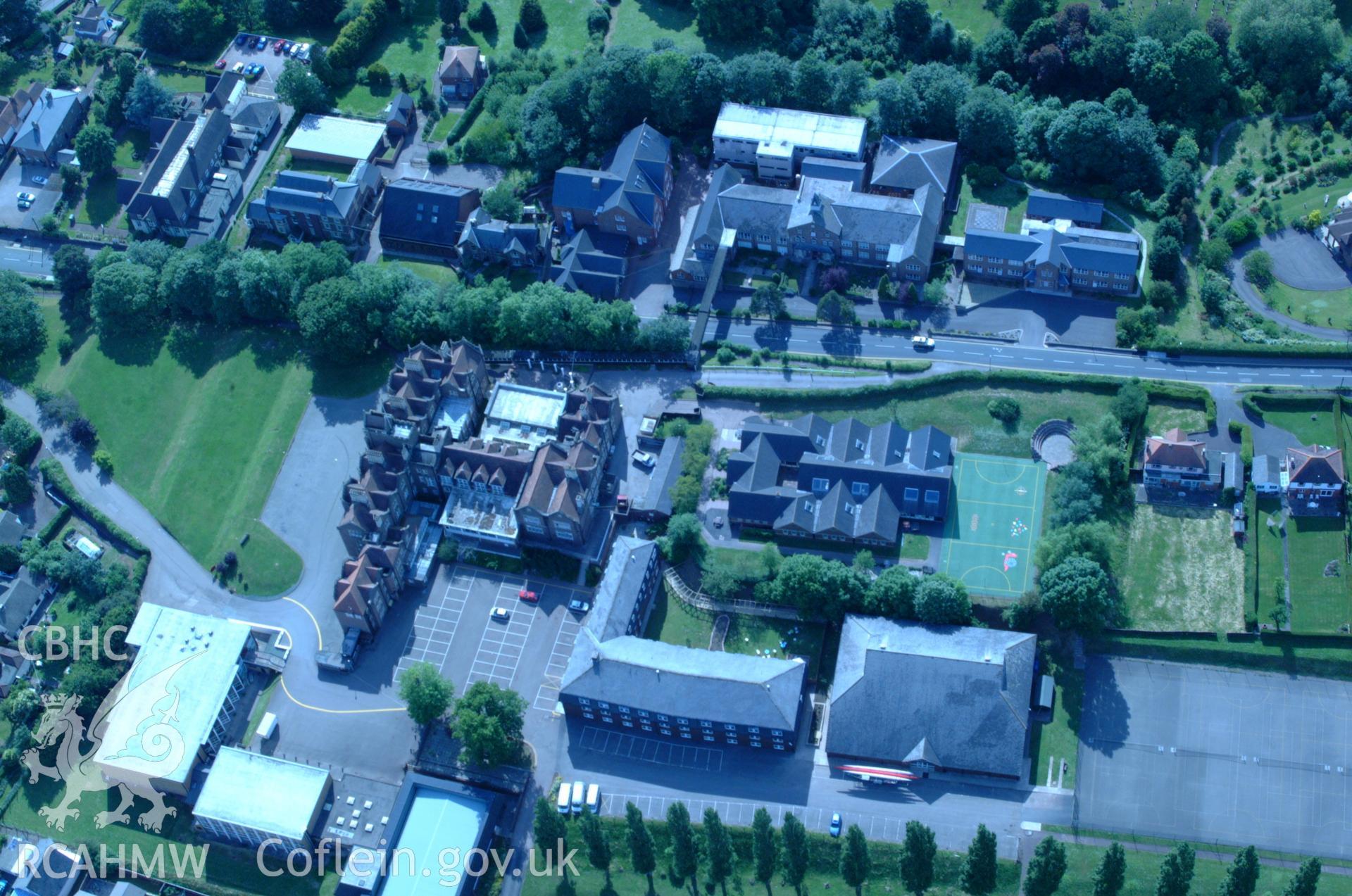 RCAHMW colour oblique aerial photograph of Haberdashers' Monmouth School for Girls, Monmouth taken on 02/06/2004 by Toby Driver