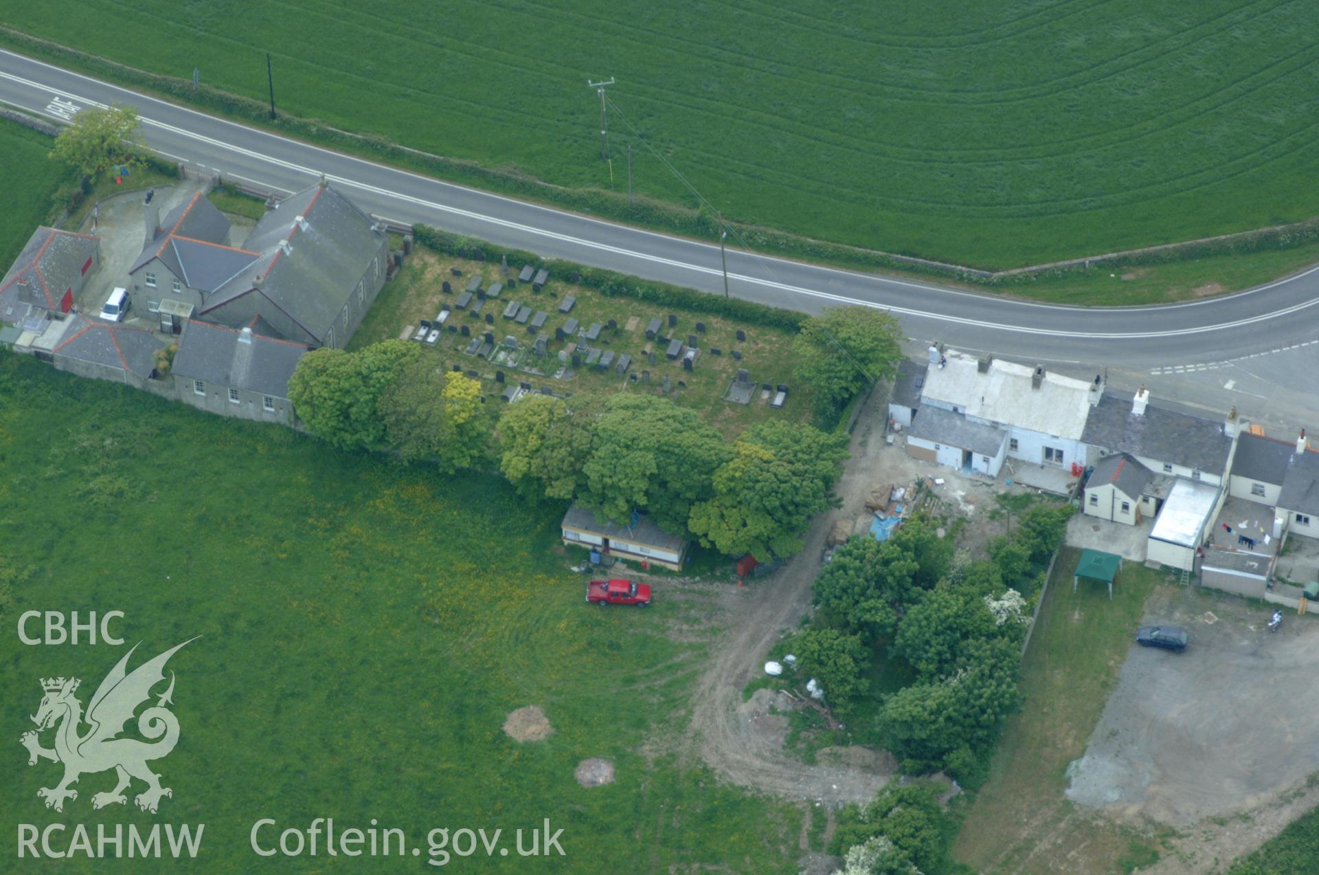 RCAHMW colour oblique aerial photograph of Soar Welsh Baptist Church, Llanfaethlu taken on 26/05/2004 by Toby Driver