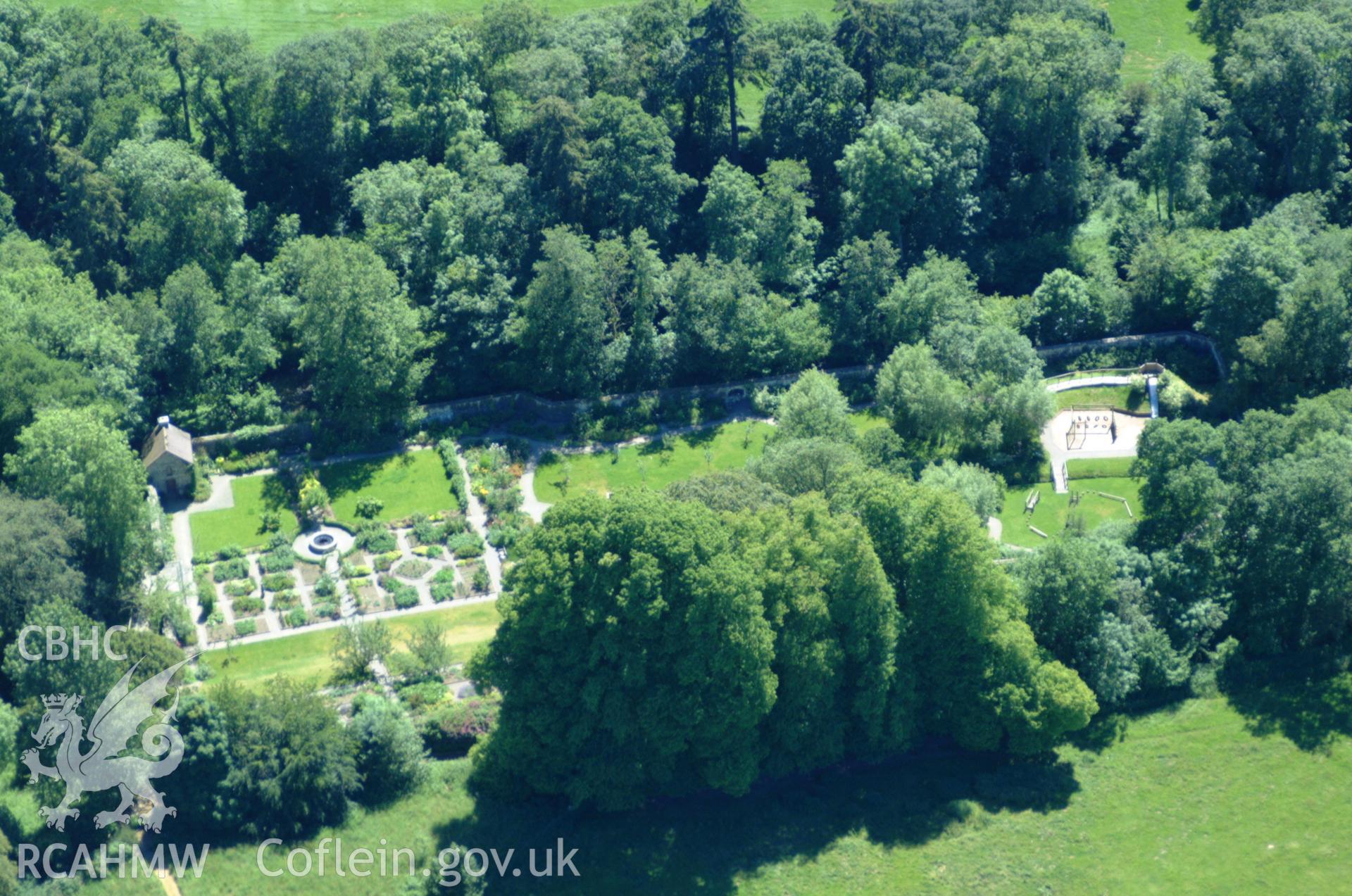 RCAHMW colour oblique aerial photograph of Ty Glyn Garden taken on 14/06/2004 by Toby Driver
