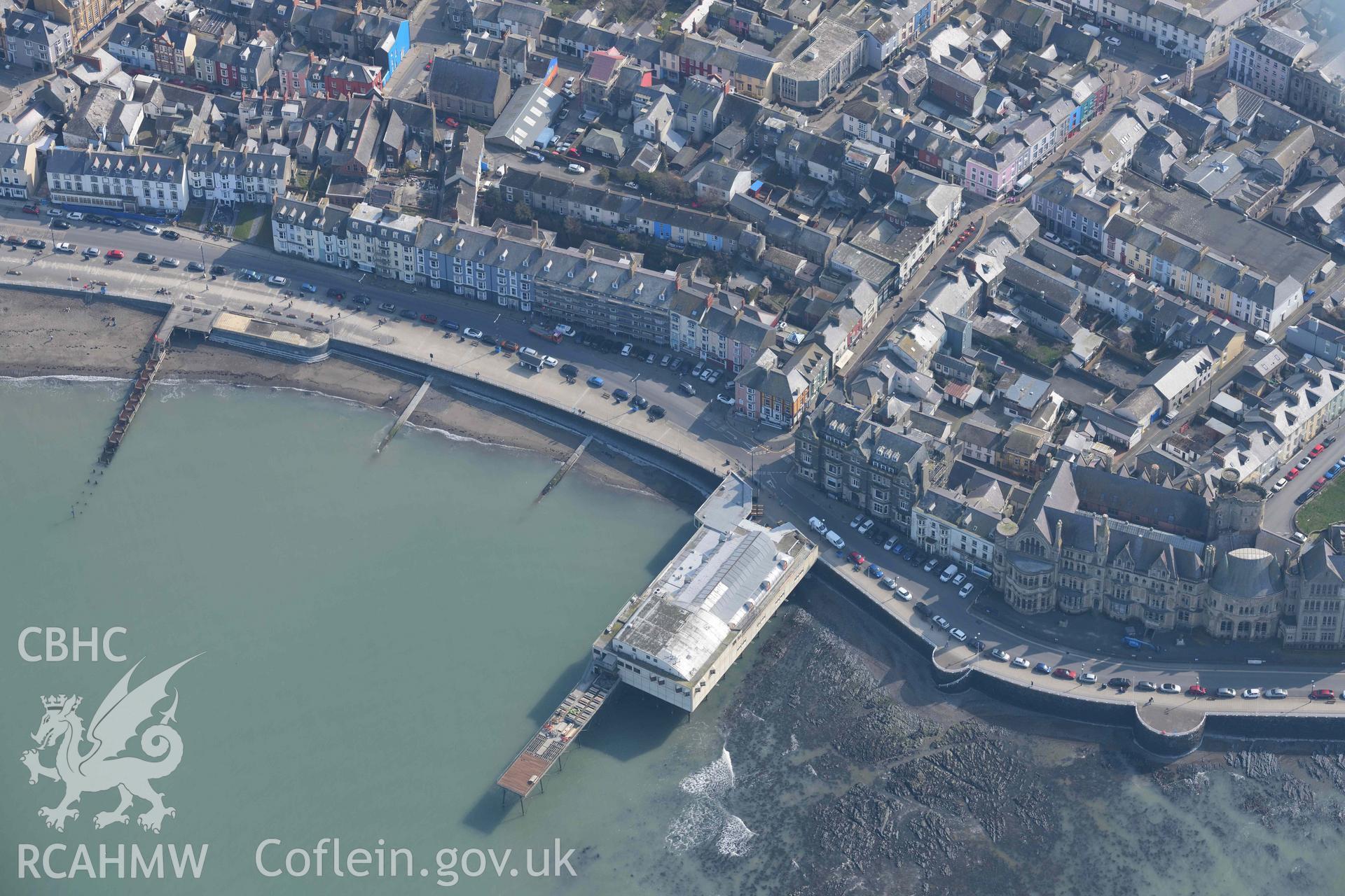 Aberystwyth Pier and Yr Hen Goleg. Oblique aerial photographs taken during the Royal Commission’s programme of archaeological aerial reconnaissance by Toby Driver on 25 March 2022.