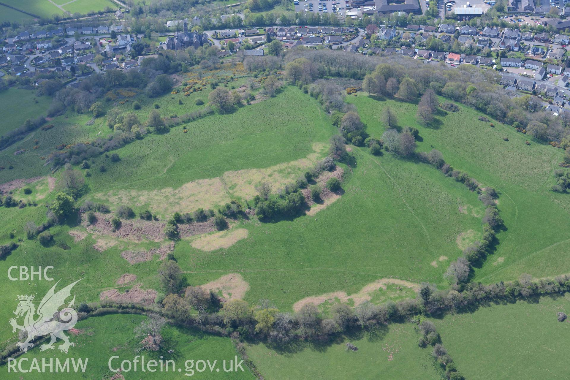 Swlch Tump hillfort. Oblique aerial photograph taken during the Royal Commission's programme of archaeological aerial reconnaissance by Toby Driver on 29 April 2022.