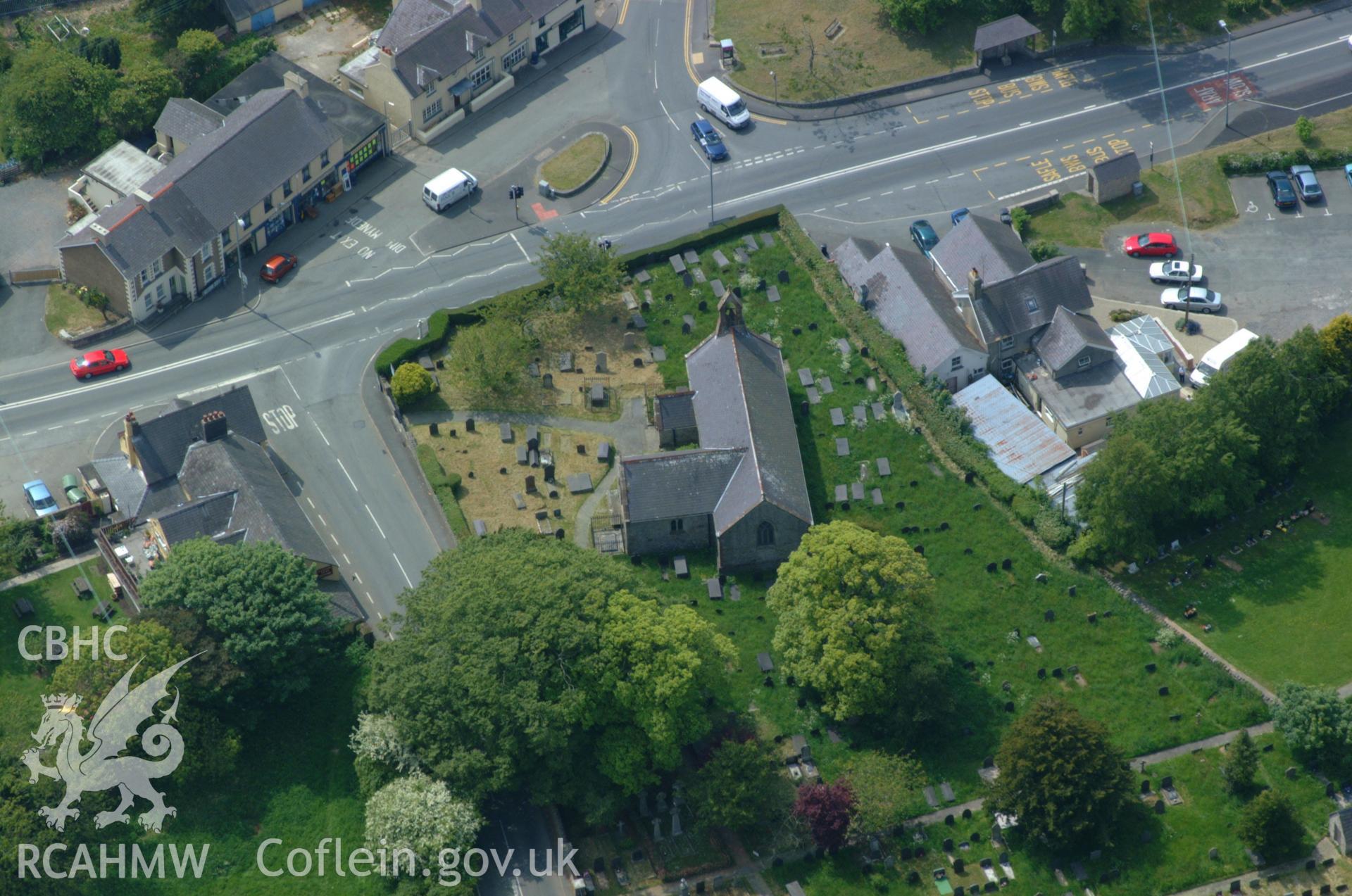 RCAHMW colour oblique aerial photograph of St Mary's Church, Pentraeth taken on 26/05/2004 by Toby Driver