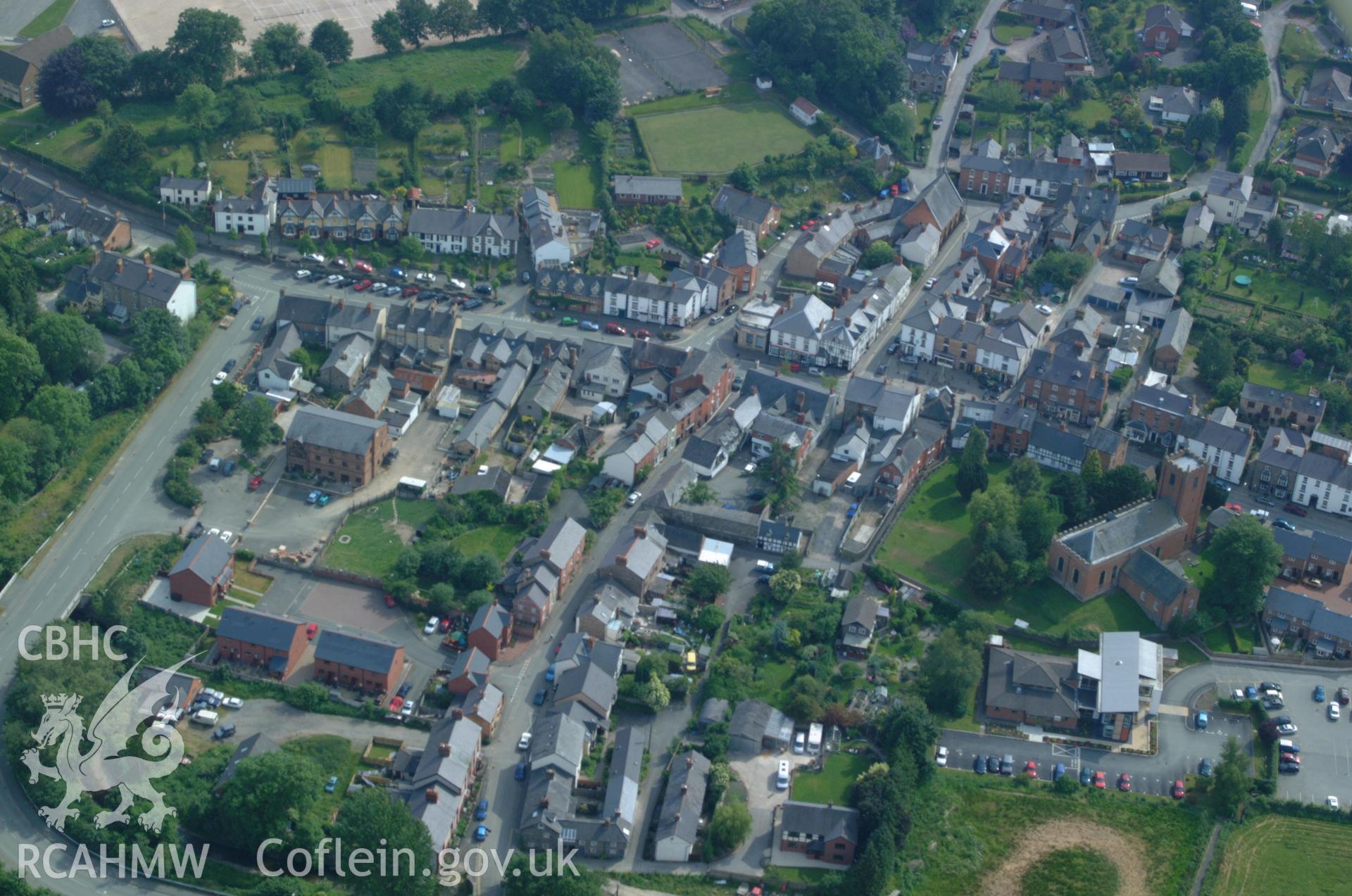 RCAHMW colour oblique aerial photograph of Llanfyllin taken on 08/06/2004 by Toby Driver