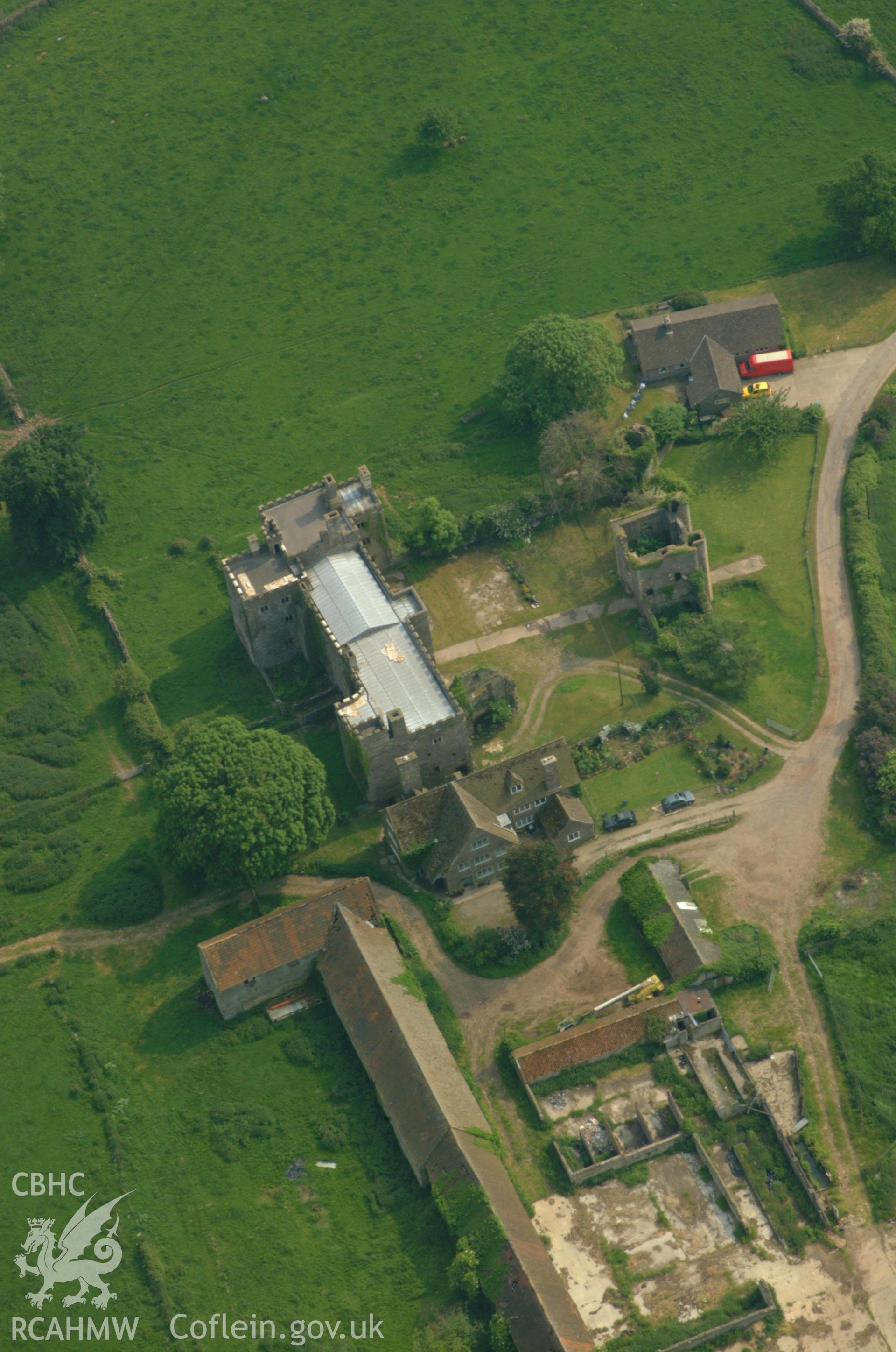 RCAHMW colour oblique aerial photograph of Pencoed Castle, Llanmartin taken on 26/05/2004 by Toby Driver