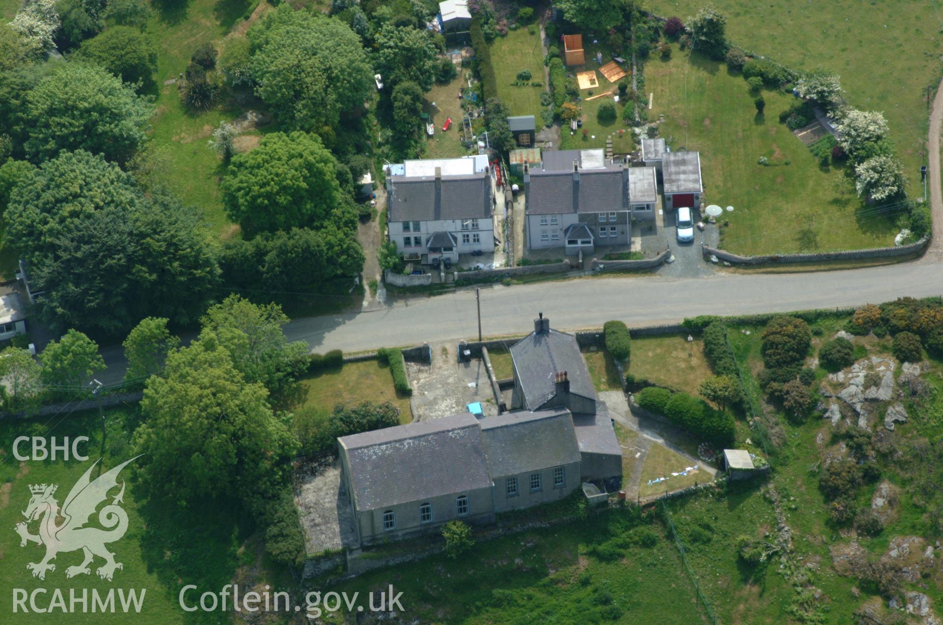 RCAHMW colour oblique aerial photograph of Seion Independent Chapel, Carregl-efn taken on 26/05/2004 by Toby Driver