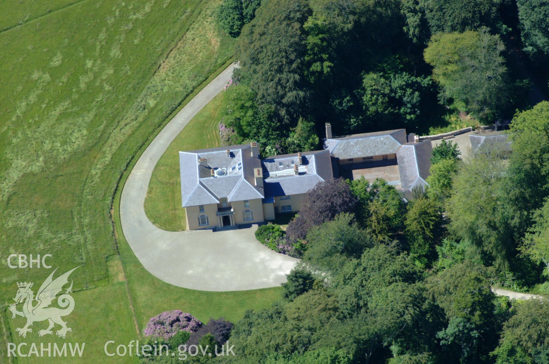 RCAHMW colour oblique aerial photograph of Llannerchaeron House taken on 14/06/2004 by Toby Driver