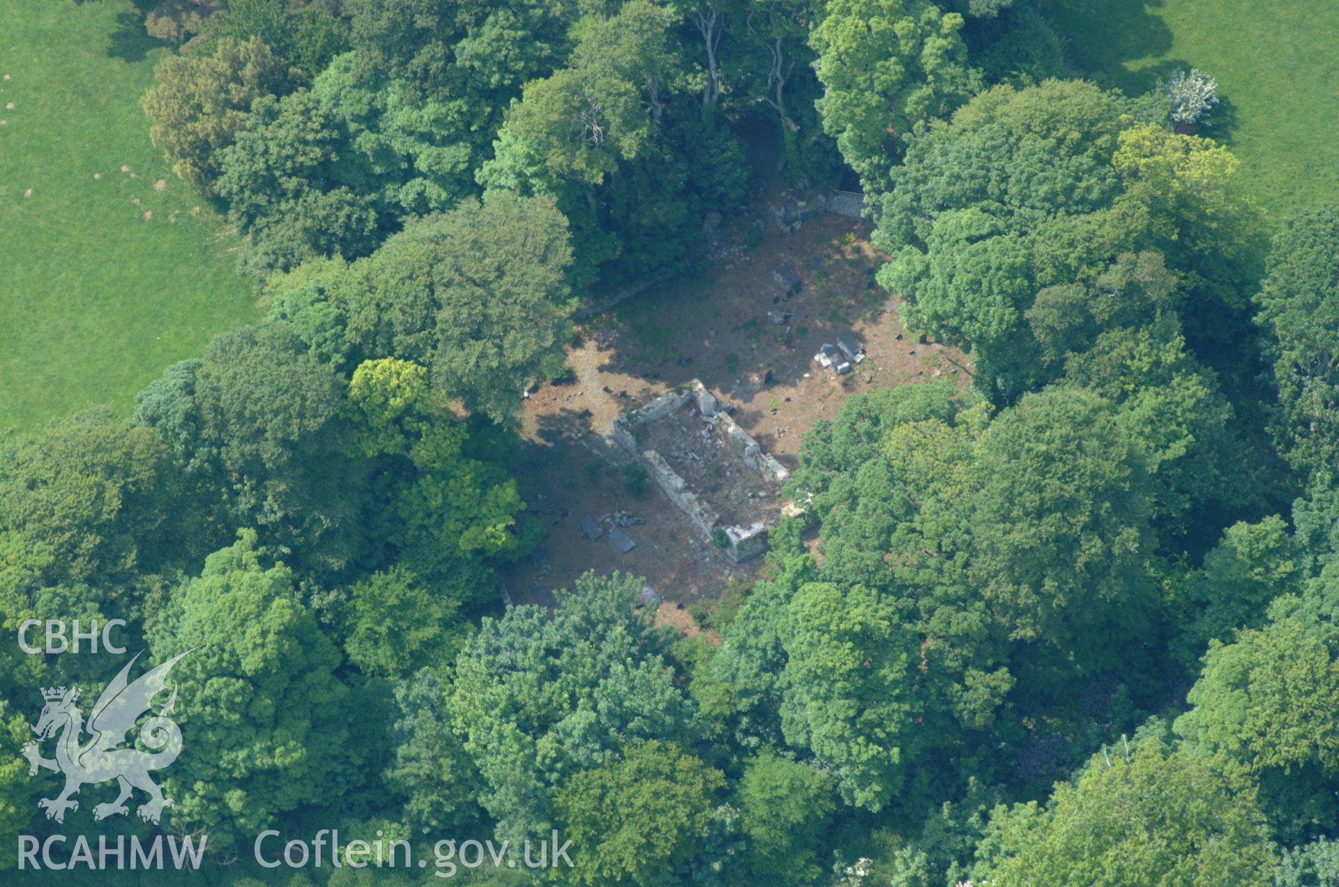 RCAHMW colour oblique aerial photograph of St Gwenllwyfors Old Church taken on 26/05/2004 by Toby Driver