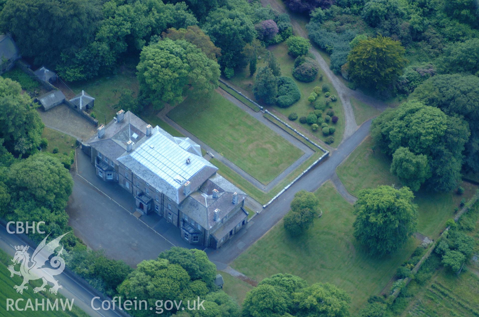 RCAHMW colour oblique aerial photograph of Cresselly House taken on 15/06/2004 by Toby Driver
