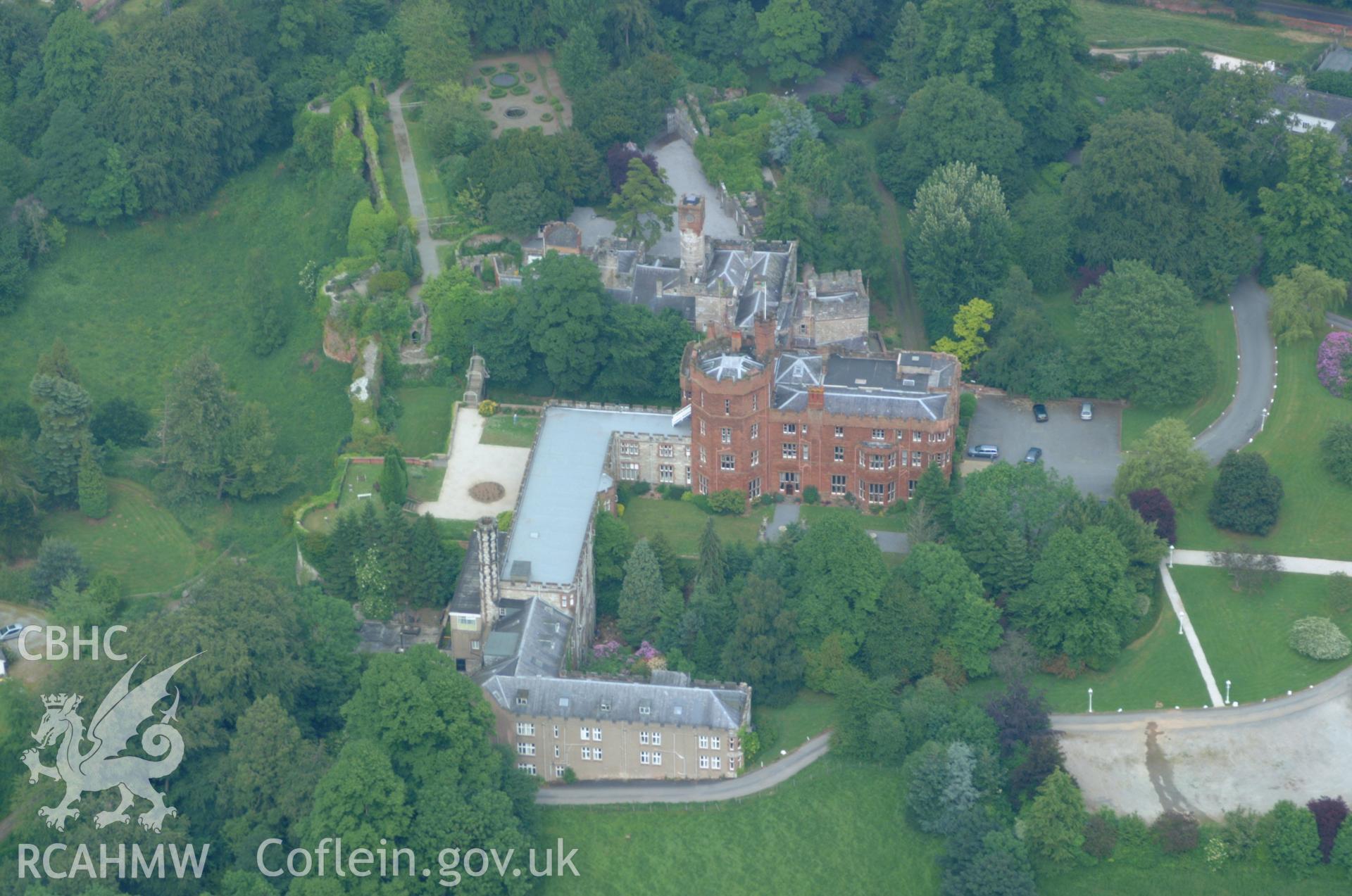 RCAHMW colour oblique aerial photograph of Ruthin Castle taken on 08/06/2004 by Toby Driver