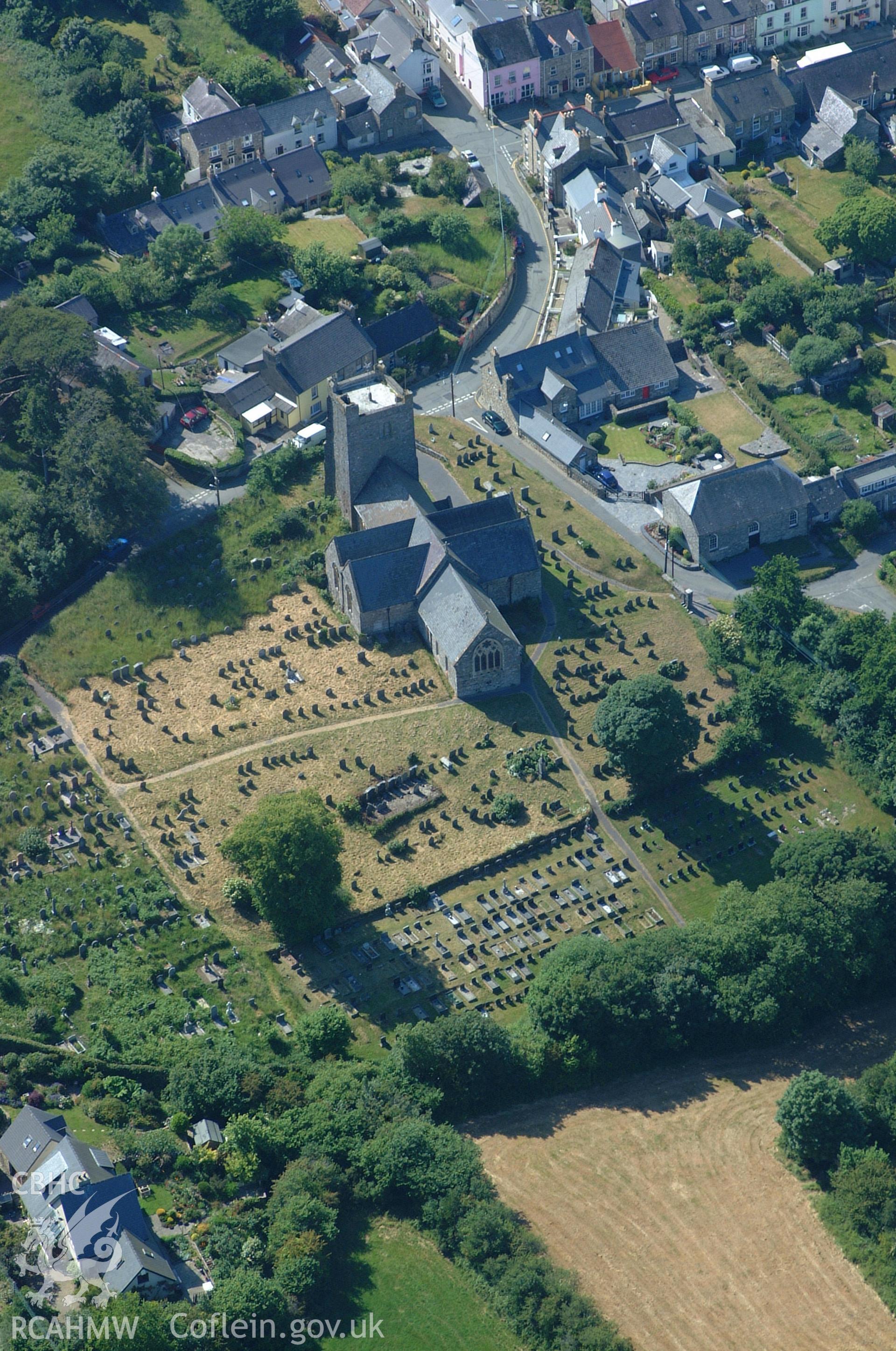 RCAHMW colour oblique aerial photograph of St Mary's Church, Newport taken on 15/06/2004 by Toby Driver