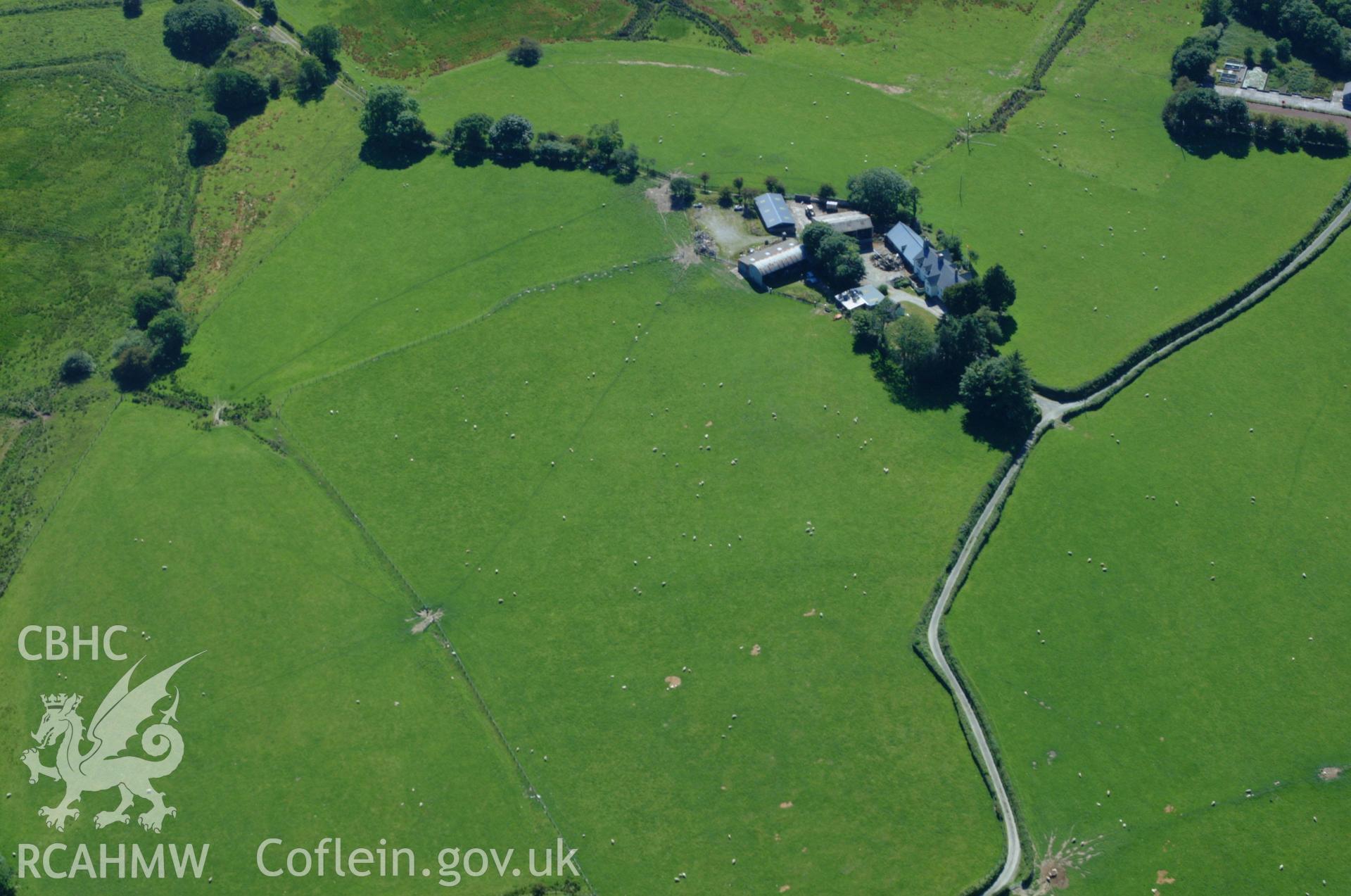 RCAHMW colour oblique aerial photograph of Cefn Gaer Roman military settlement taken on 14/06/2004 by Toby Driver