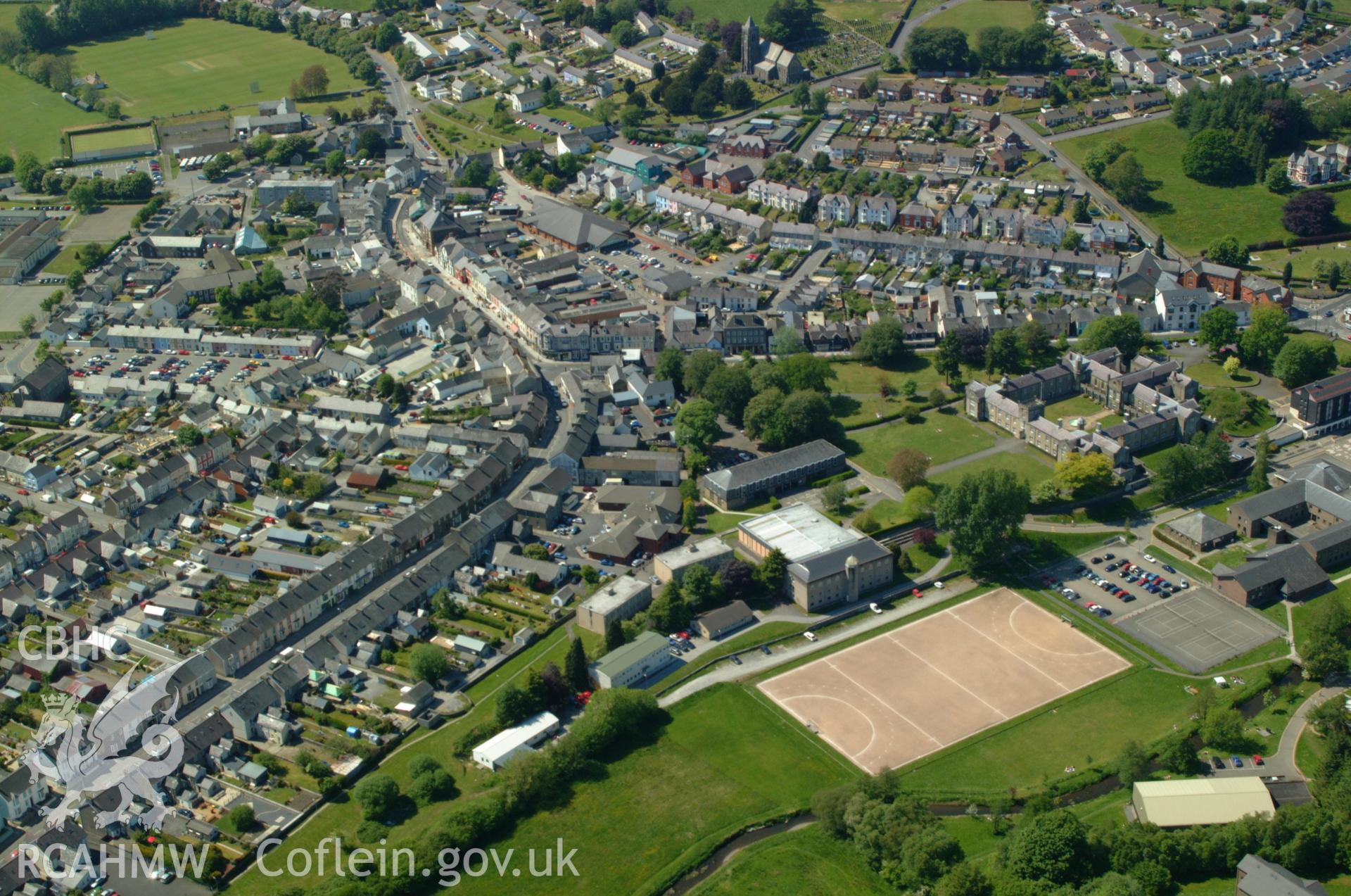 RCAHMW colour oblique aerial photograph of Lampeter taken on 24/05/2004 by Toby Driver