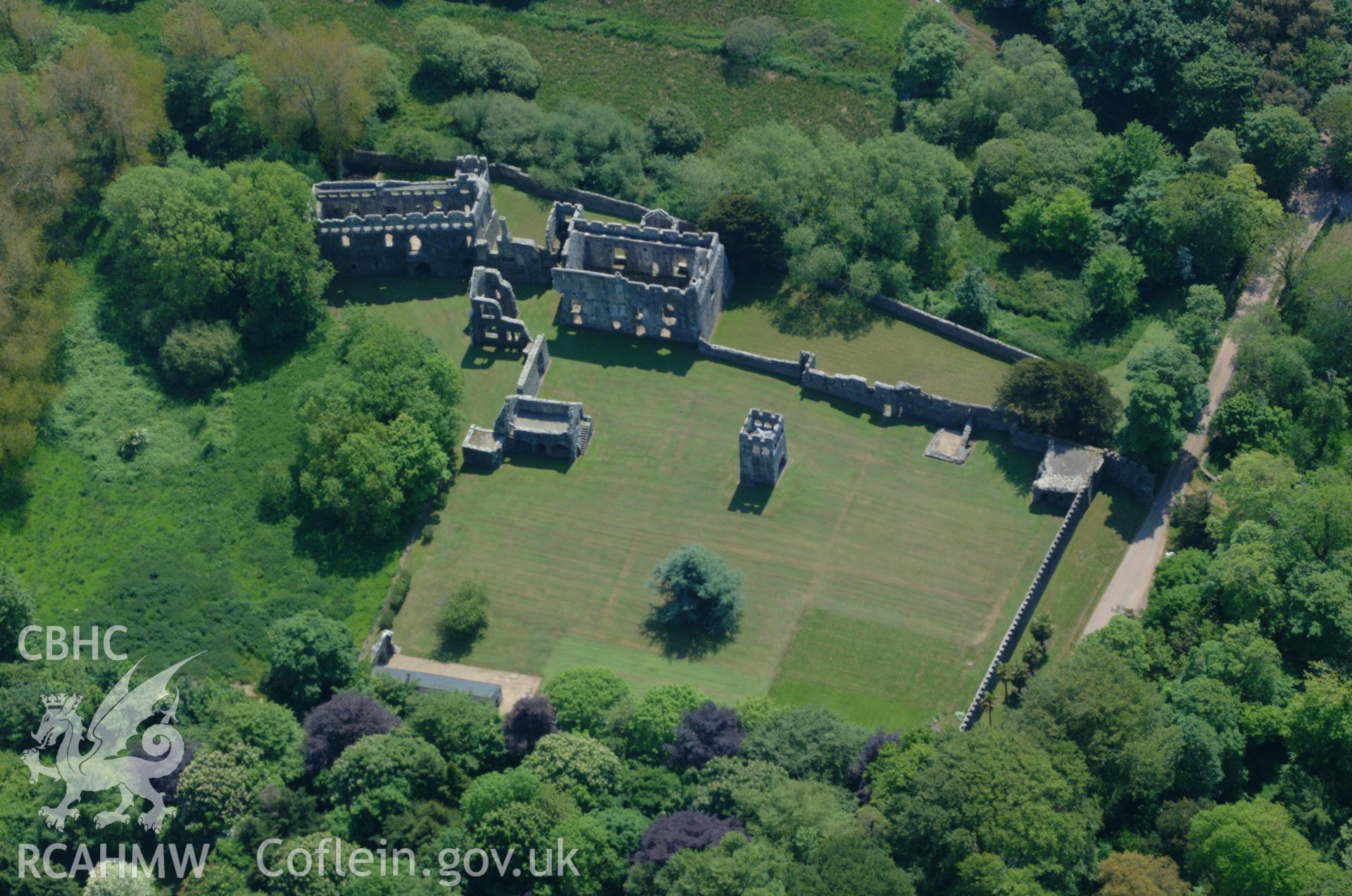 RCAHMW colour oblique aerial photograph of Lamphey Palace taken on 24/05/2004 by Toby Driver