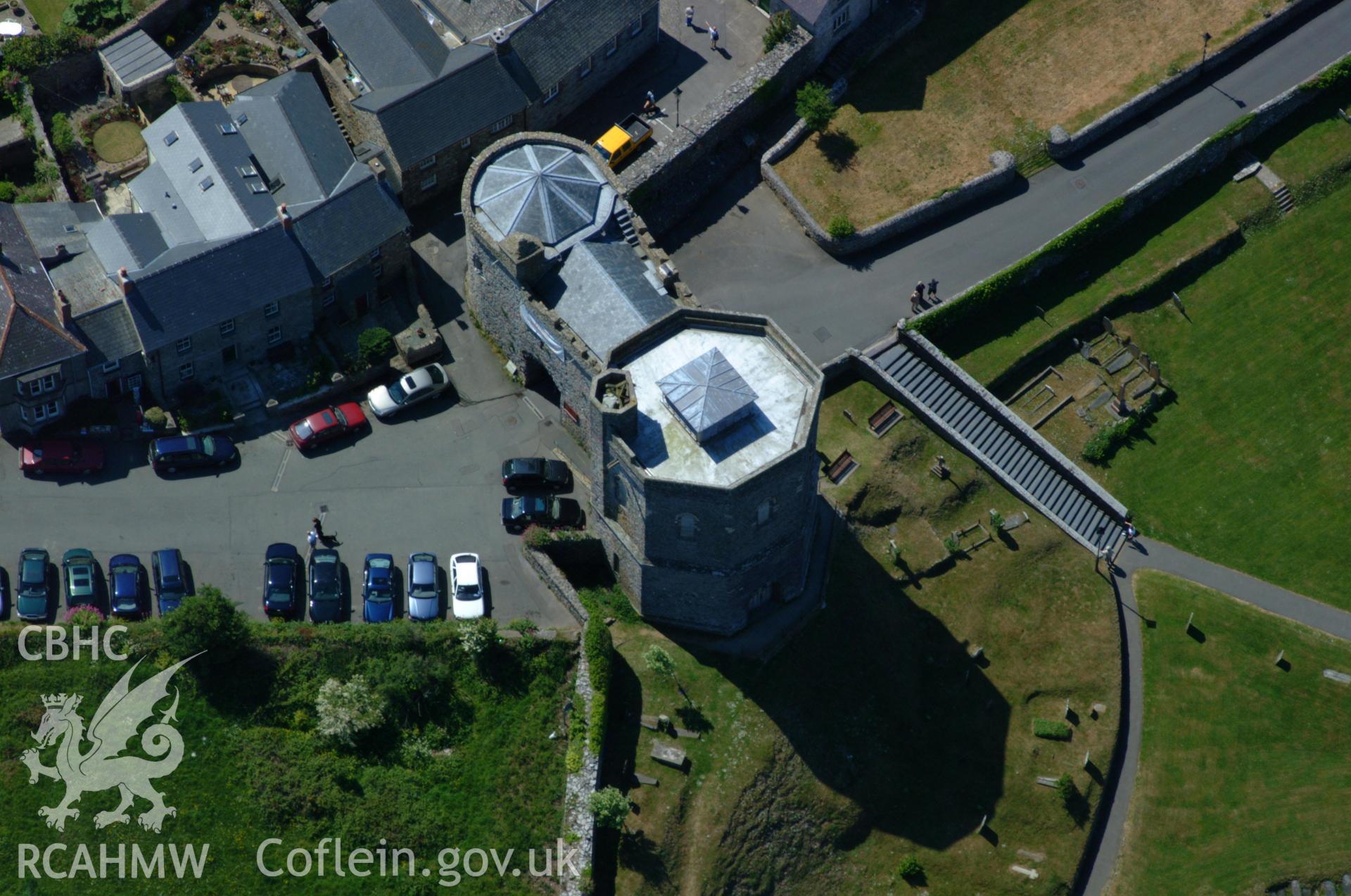 RCAHMW colour oblique aerial photograph of Porth-y-twr, St Davids Cathedral Close taken on 25/05/2004 by Toby Driver