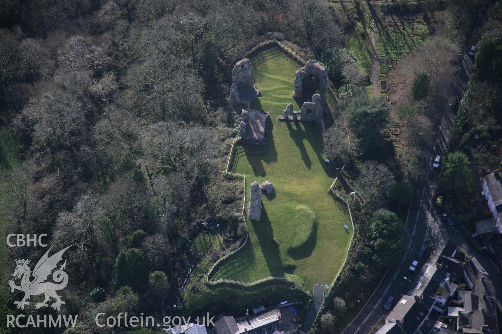 RCAHMW colour oblique aerial photograph of Narberth Castle, viewed from the north. Taken on 11 January 2006 by Toby Driver.