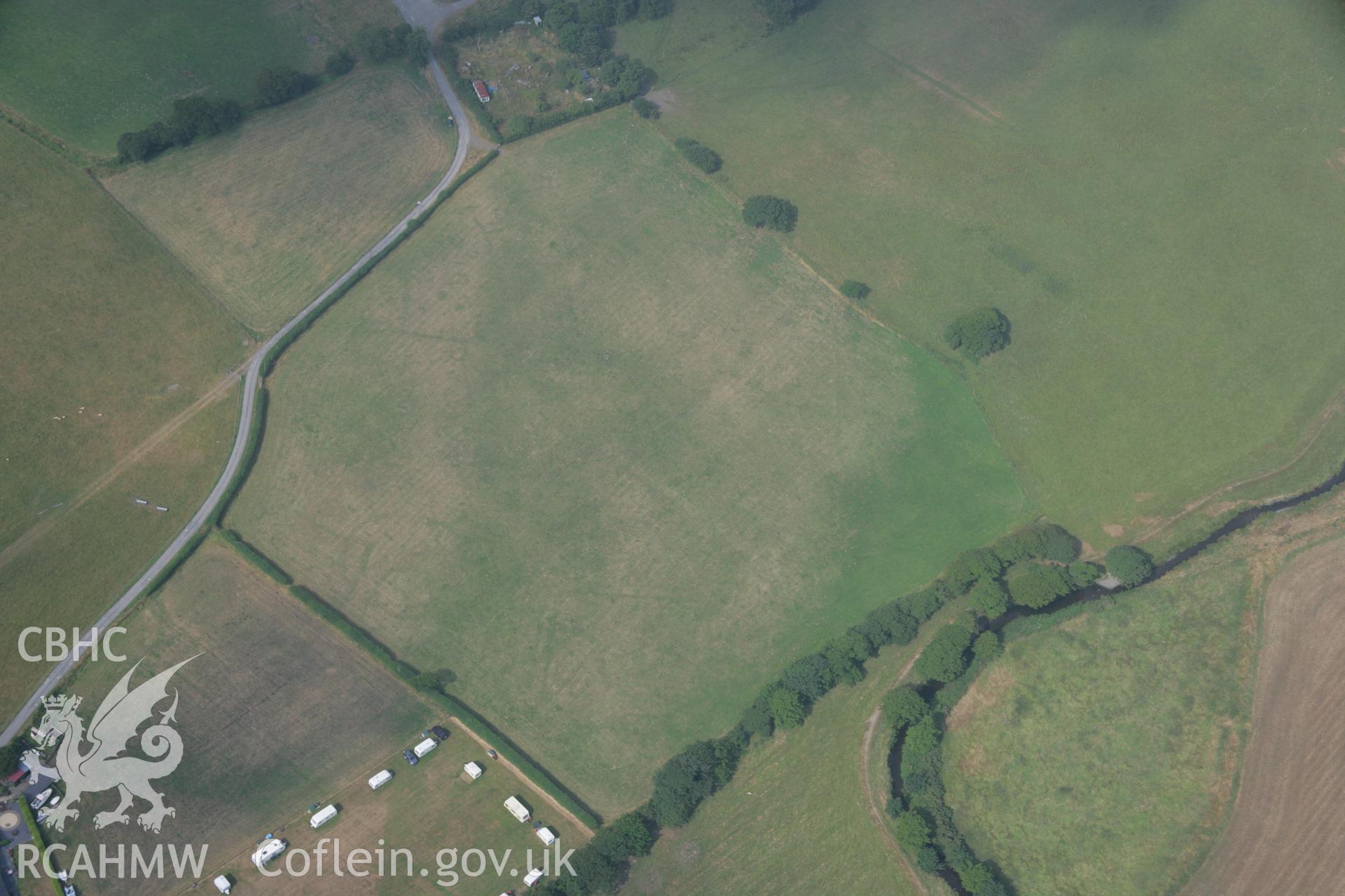 RCAHMW colour oblique aerial photograph of the south-western area of the Bryn-Crug Cropmark Complex. Taken on 21 July 2006 by Toby Driver.