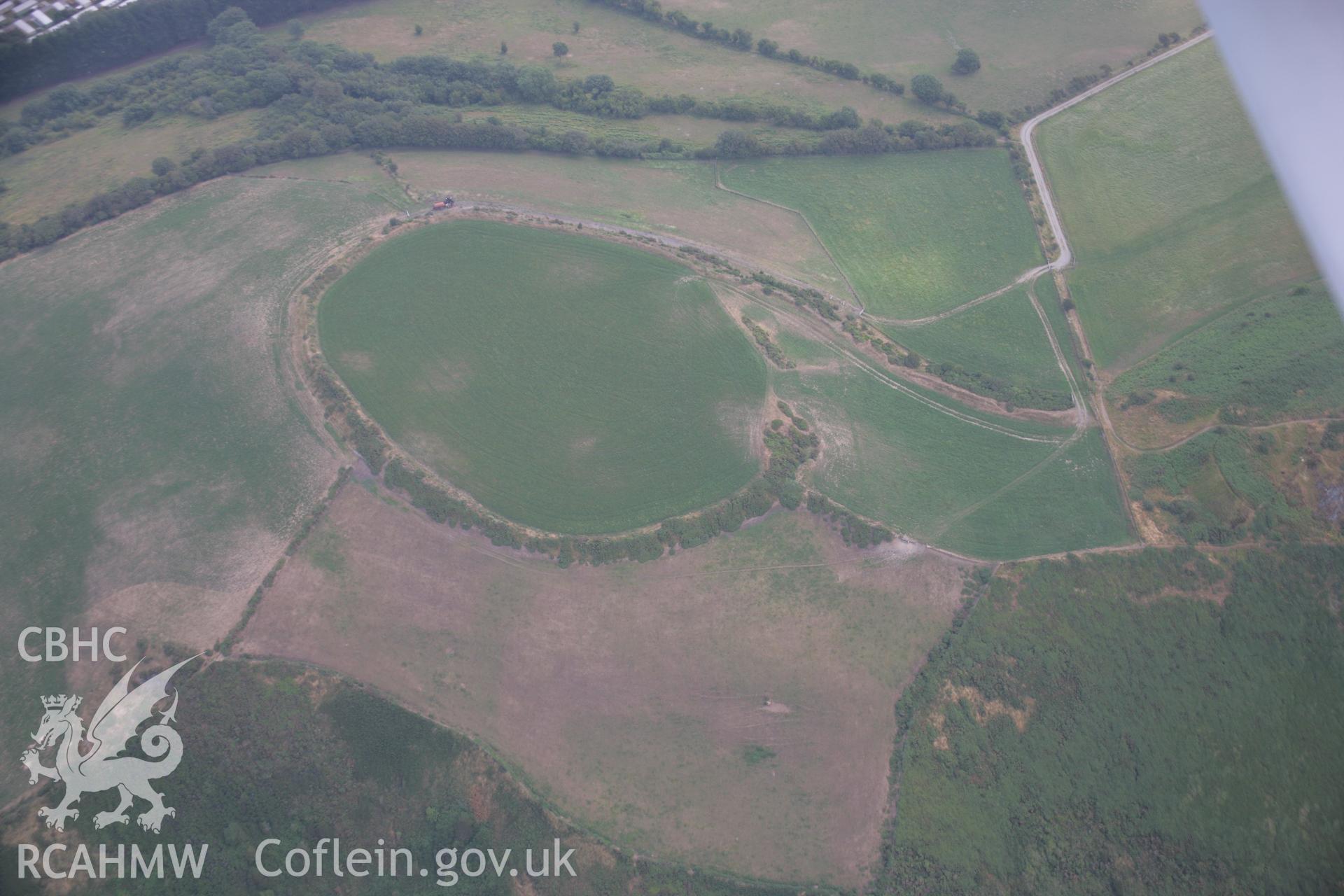 RCAHMW colour oblique aerial photograph of Pen Dinas Hillfort, Aberystwyth. Taken on 21 July 2006 by Toby Driver.