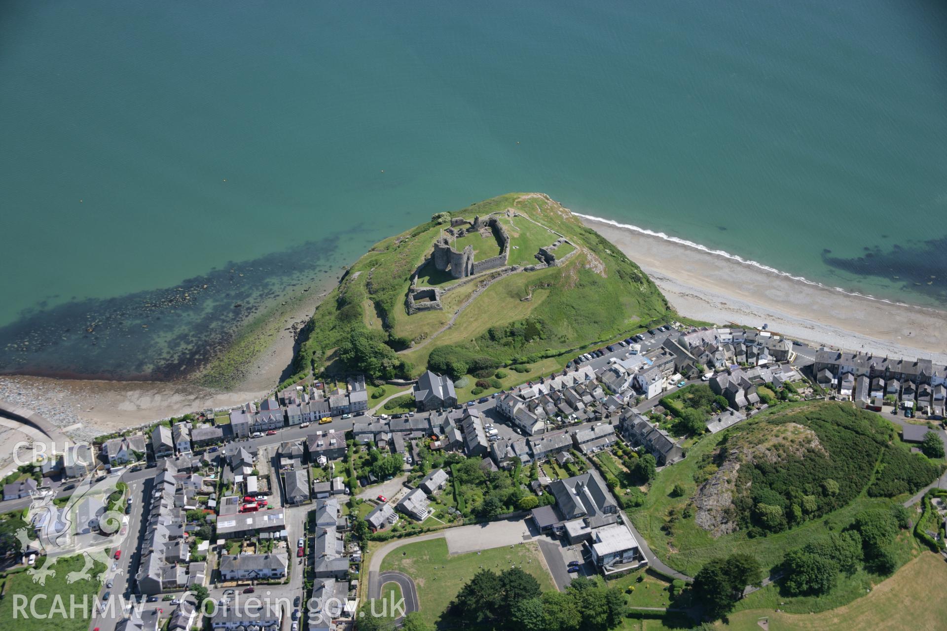 RCAHMW colour oblique aerial photograph of Criccieth Castle from the north. Taken on 14 June 2006 by Toby Driver.
